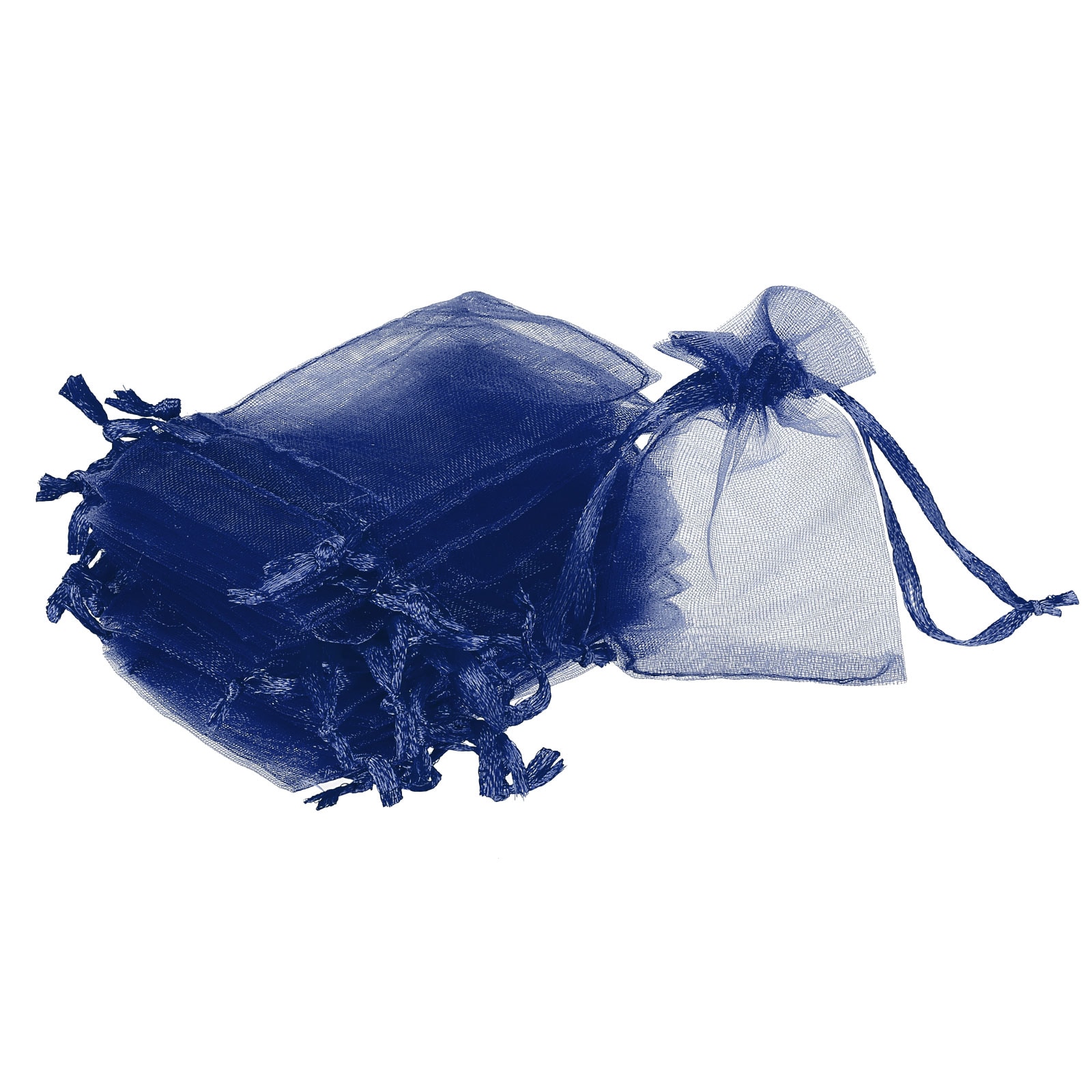 Unique Bargains 100pcs Organza Bags 2x3 Inch Drawstring Favor Pouches Sheer Mesh Bag for Gift Jewelry Wedding Party Christmas Candy Navy Blue