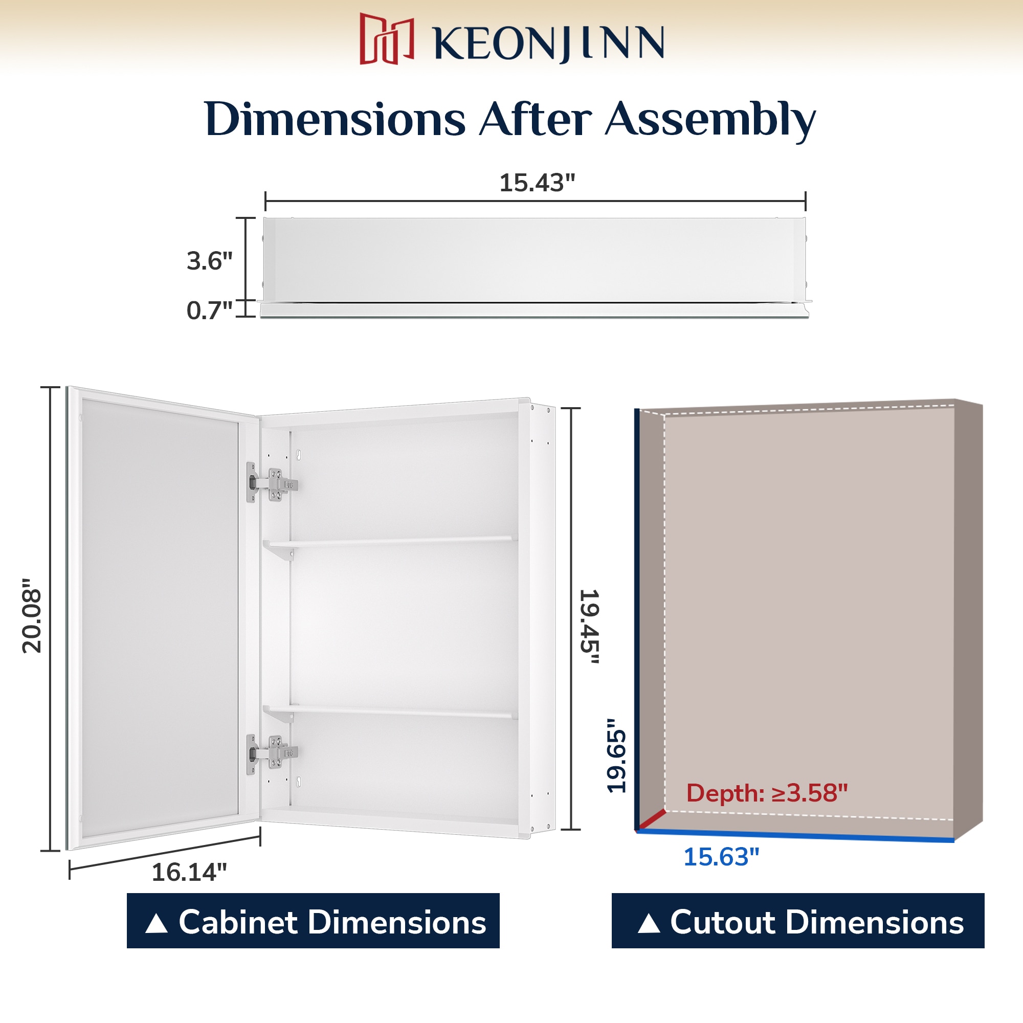 Keonjinn LW-JG-FJXP-4151-WH Bathroom-Medicine-Cabinets - View #4