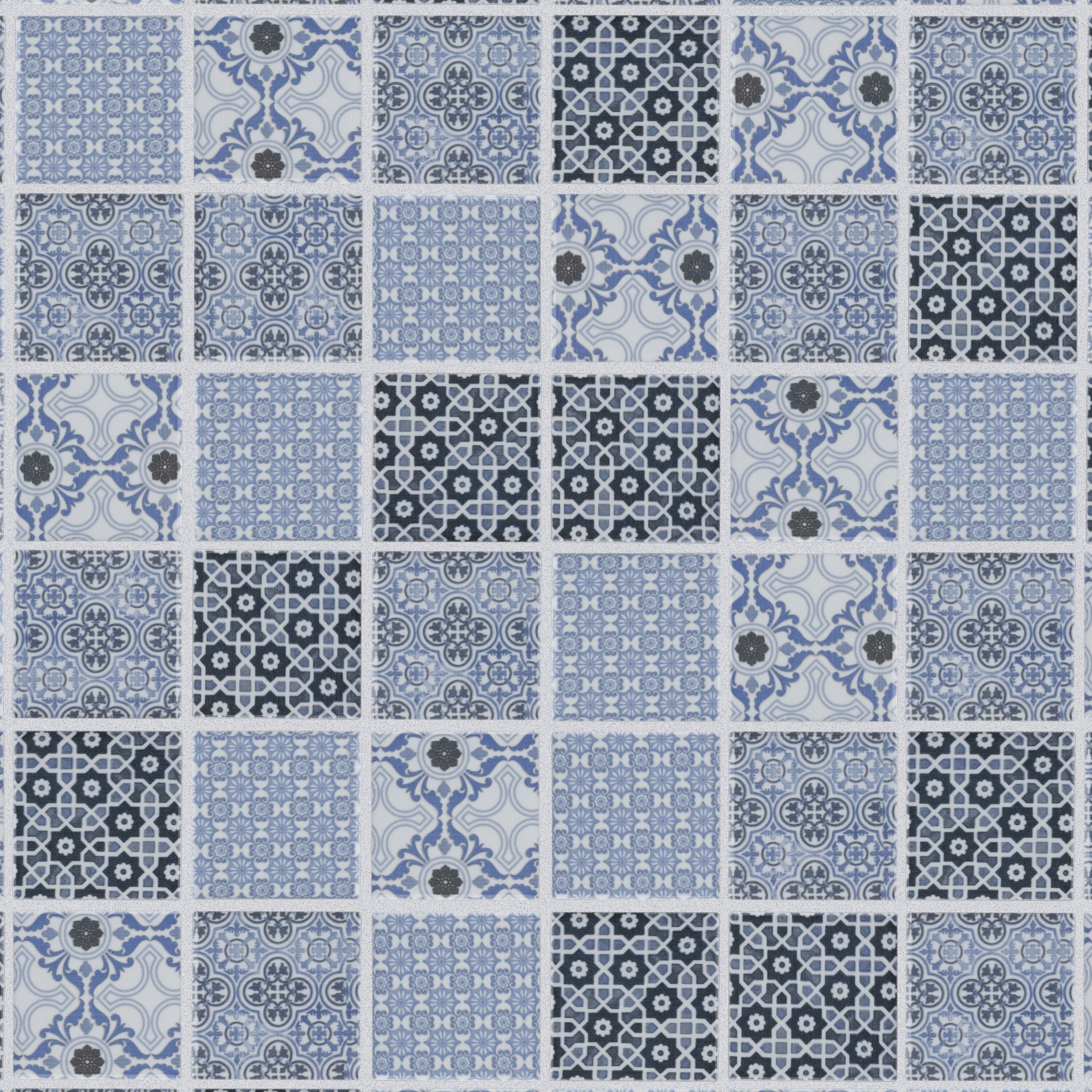 Affinity Tile FTC2CLBLU Classico 2" Square Blue 12-in x 12-in Glossy Porcelain Mosaic Floor and Wall Tile ( 9.8-sq ft Carton