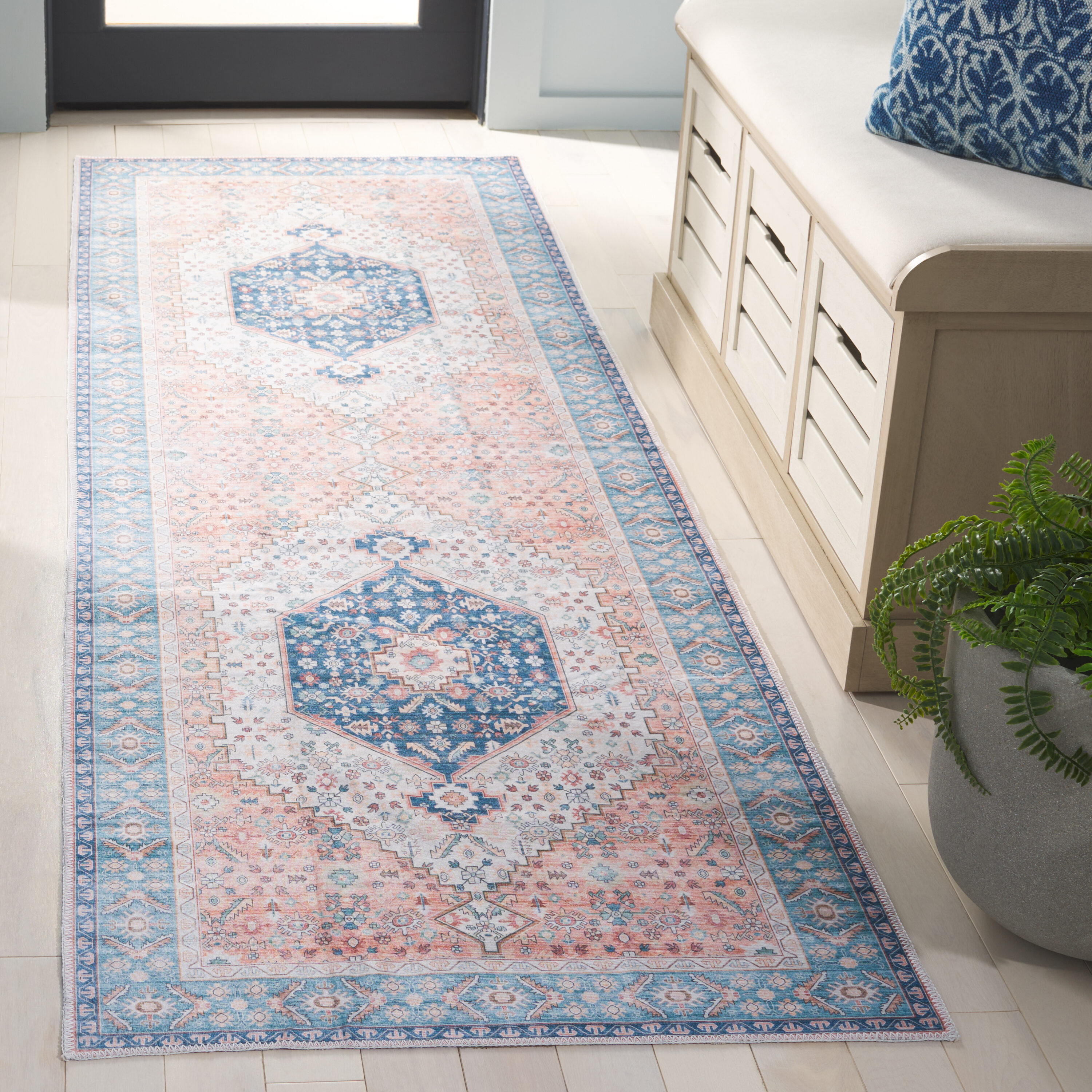 Arizona 214P Rust/Aqua 2ft-6in x 8ft Traditional Rug