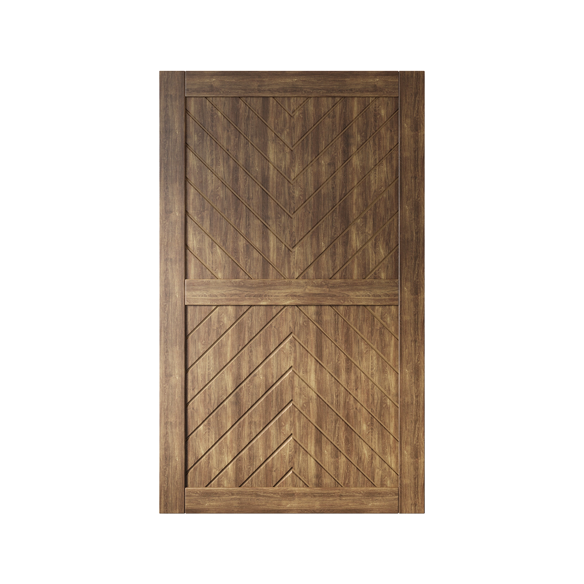 HOMACER JT4-4880-WA 48-in x 80-in Dark Walnut Herringbone Pine Wood Solid core Single Barn Door (Hardware Not Included)