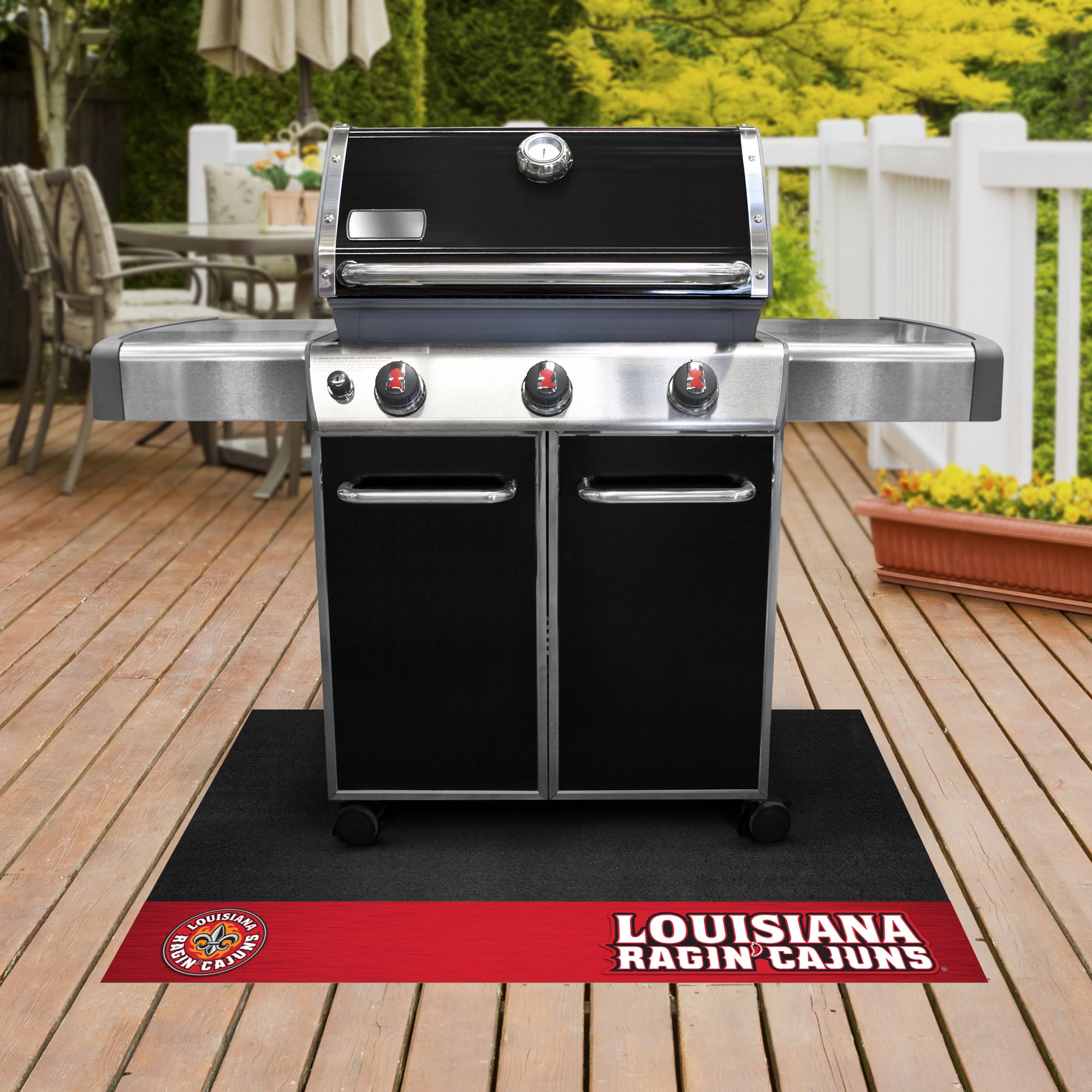 FANMATS 22015 Louisiana Ragin' Cajuns Grill Mat Black Vinyl Rectangular Grill Mat