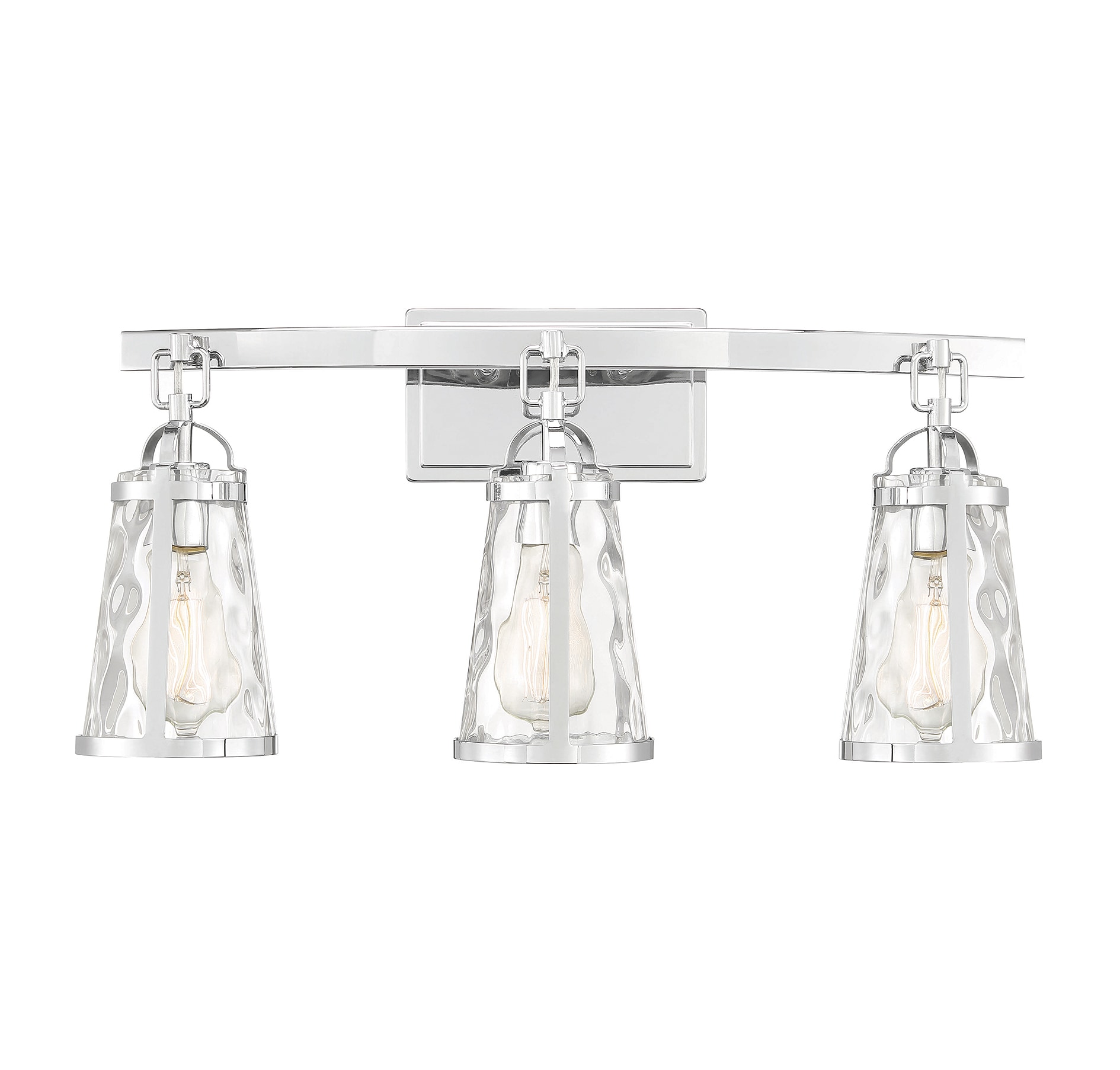 Albany Polished Chrome 3-Light Vanity with Water Glass Shades