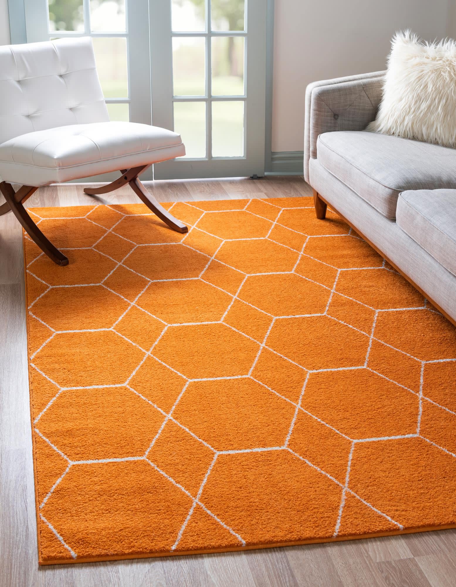 Unique Loom 3146690 Trellis Frieze 8 x 10 (ft) Loomed Polypropylene Orange Rectangular Indoor Trellis Area rug