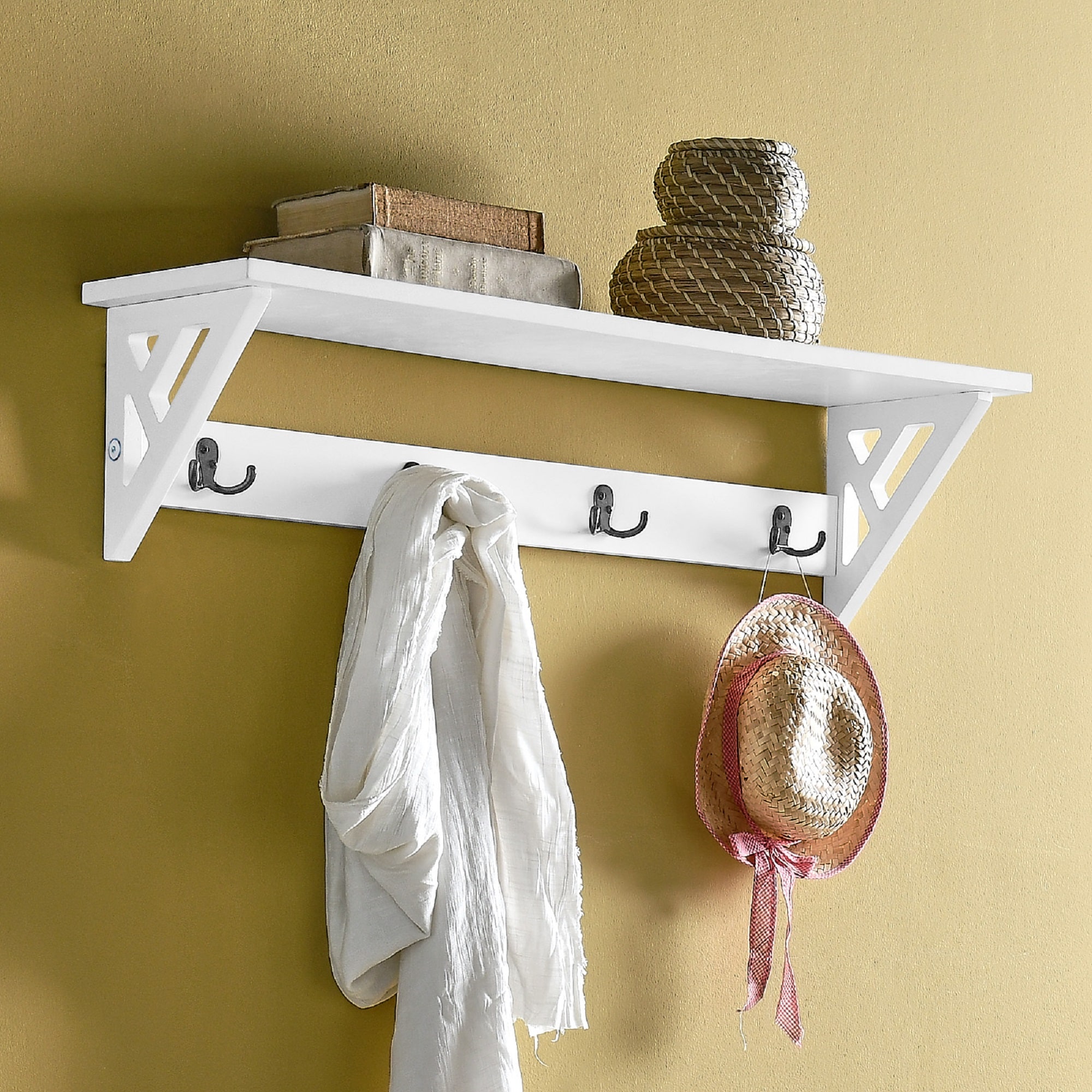 Alaterre Furniture Coventry 36W Coat Hook with Shelf, White