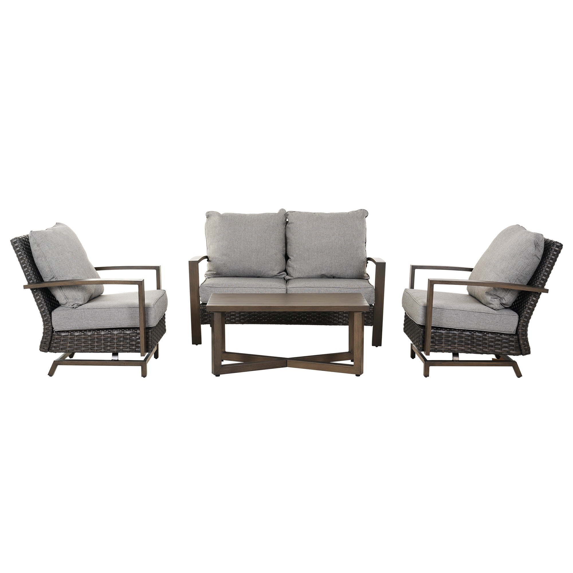Clihome CL5011630000001 4 -Piece 3 Patio Sofa Conversation Set with Gray Cushions