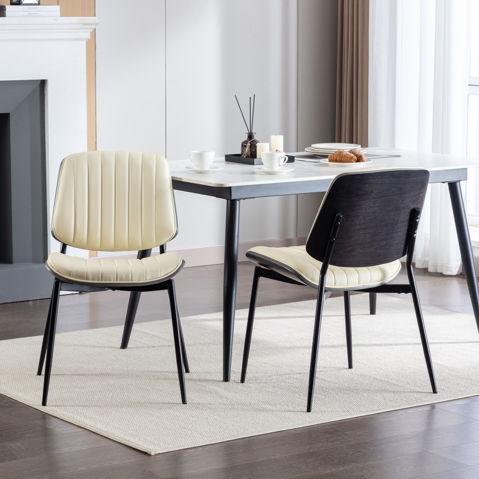 Hrinhom HC-N7016-BEIGE PU Dining-Chairs - View #3