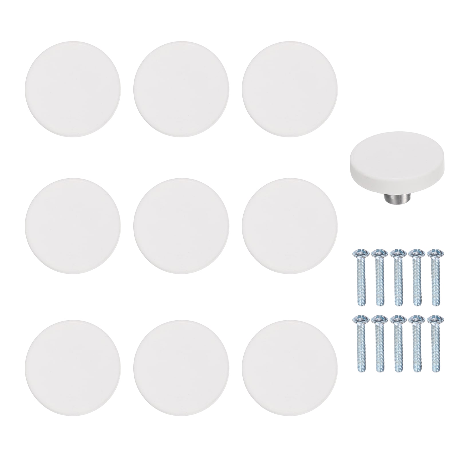 Unique Bargains 10pcs Cabinet Knobs 41x22mm Plastic Cute Dresser Pulls Cartoon Soft Rubber Drawer Handle Pulls with Screws for Bedroom Cupboard Closets Bookcase Kitchen Round White