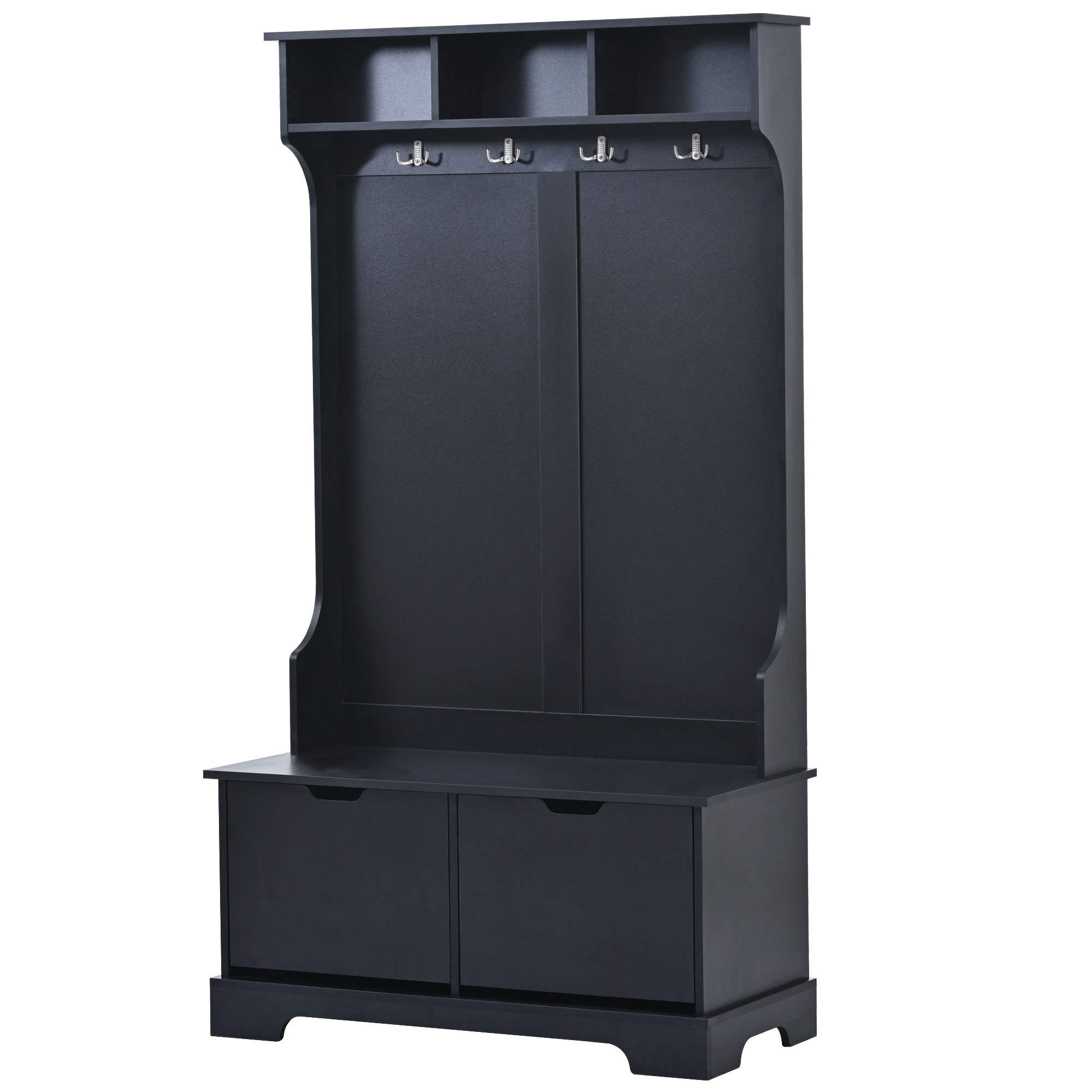 Bayfeve BF-WF971B-IN Hall Tree with 3 Top Shelves Modern 39.3 Black Composite Hall Tree