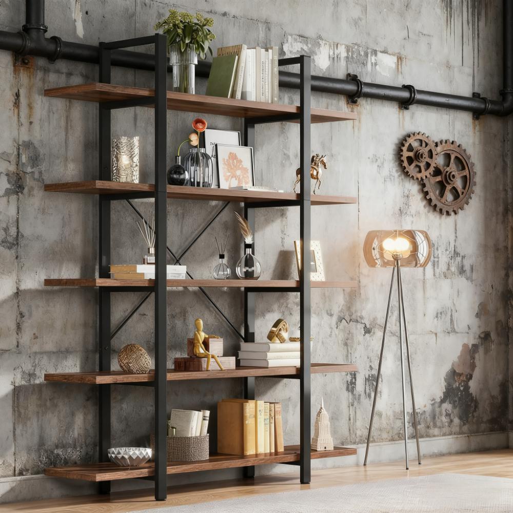 JUSHUA - 5-Tier Bookshelf 72 H x 12 W x 47L Inches EXTRA LARGE SPACE SHOWCASE high widex long