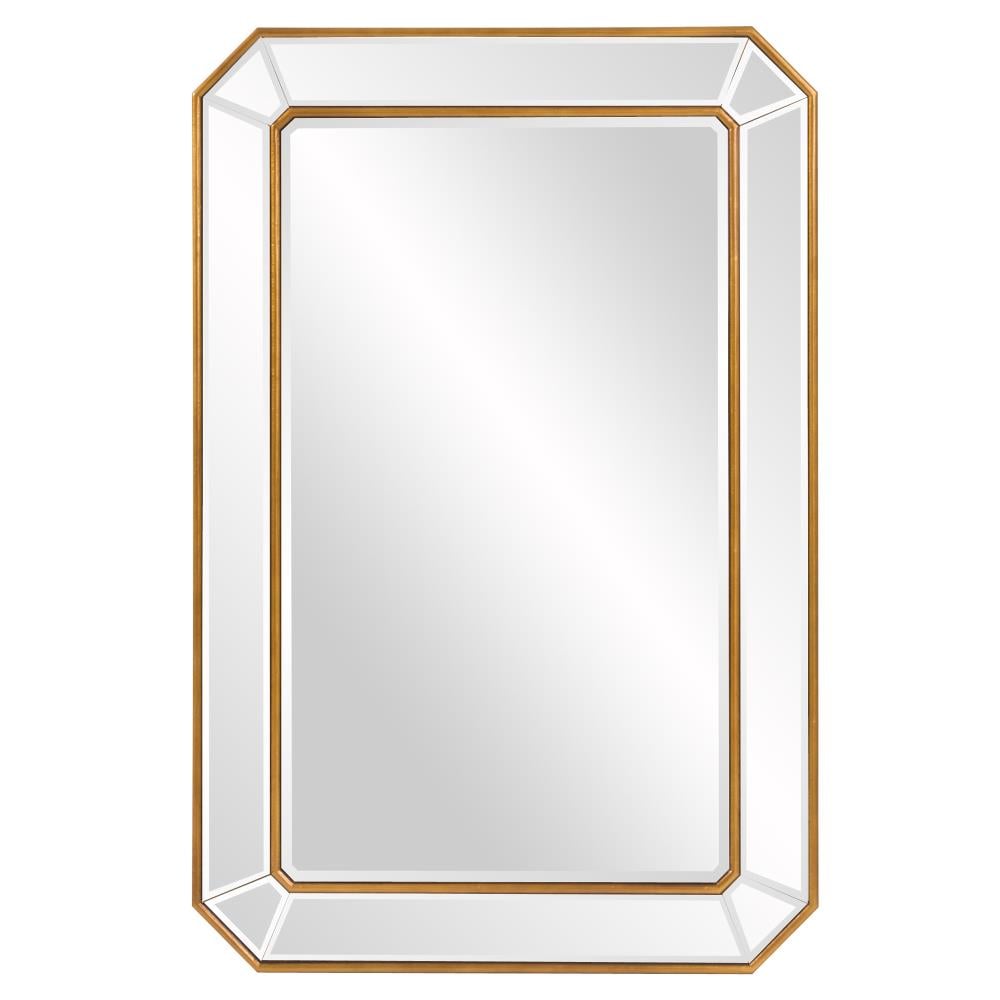 Elegante Full-Length Gold Trimmed Wood Rectangular Mirror