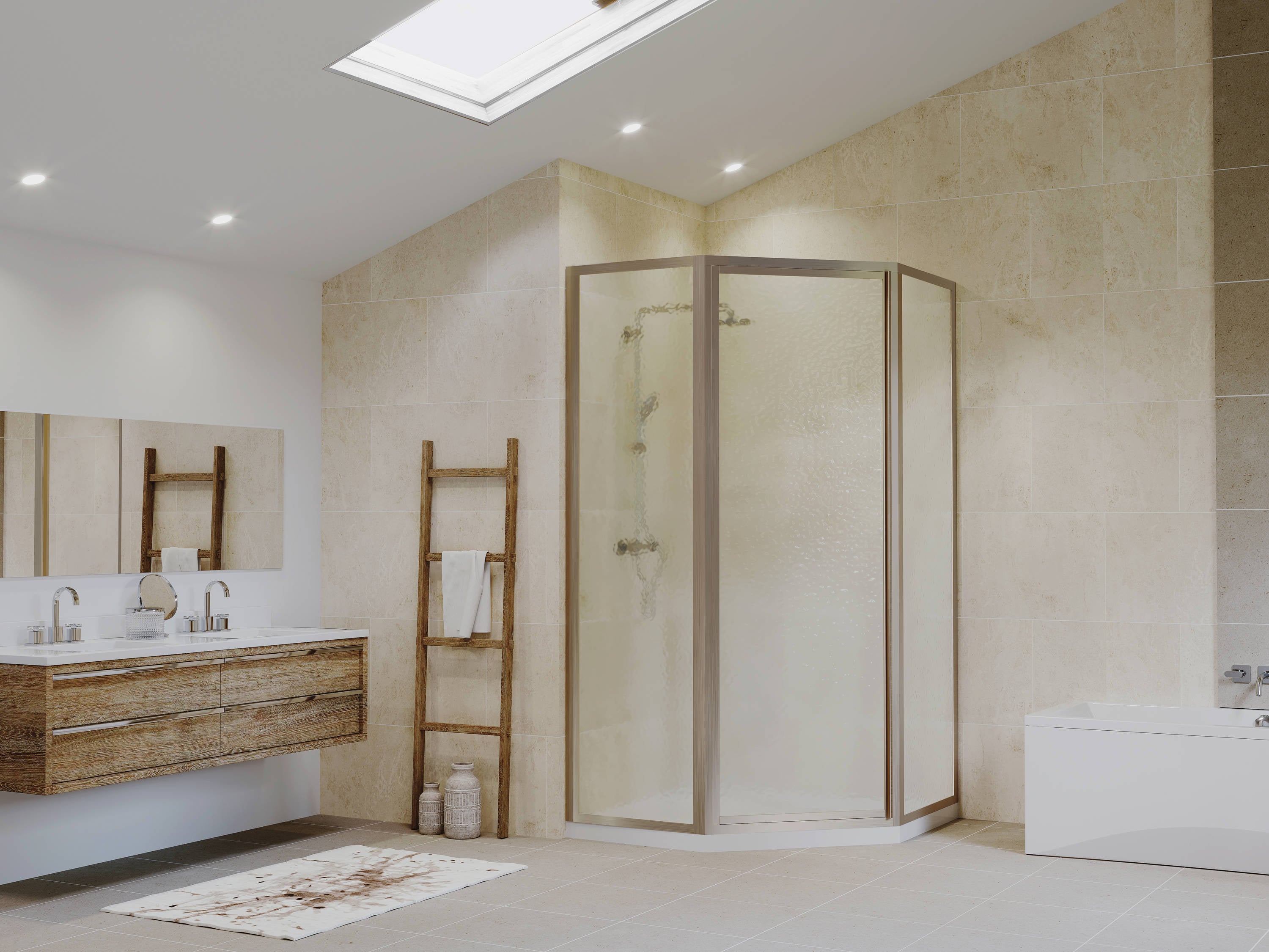 Coastal Shower Doors NL19241970N-A Legend Brushed Nickel 62-in W x 70-in H Framed Hinged Shower door 3/16-in Thick Patterned Glass