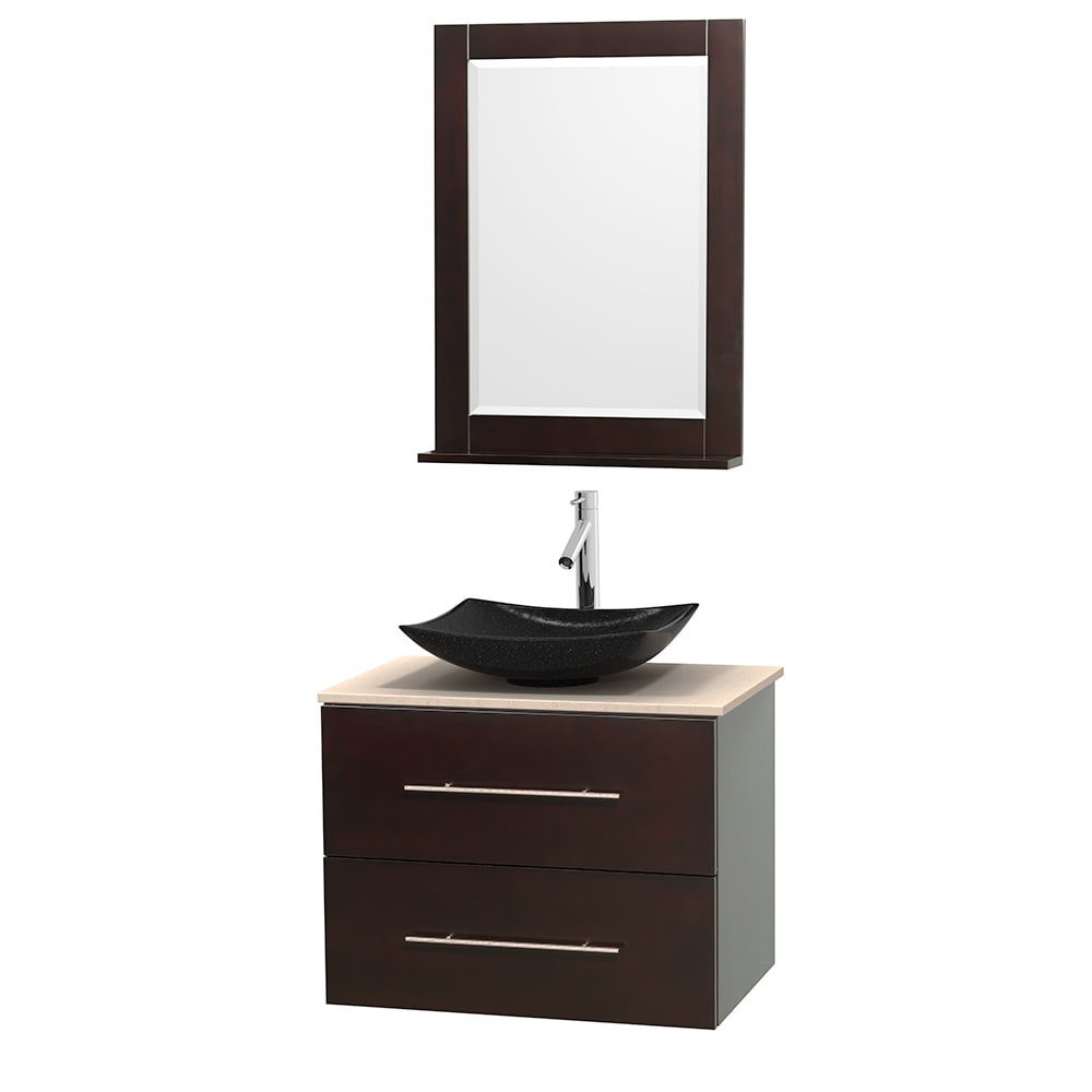 Wyndham Collection WCVW00930SESIVGS4M24 Centra 30-in Espresso Single Sink Bathroom Vanity with Ivory Natural Marble Top (Mirror Included)