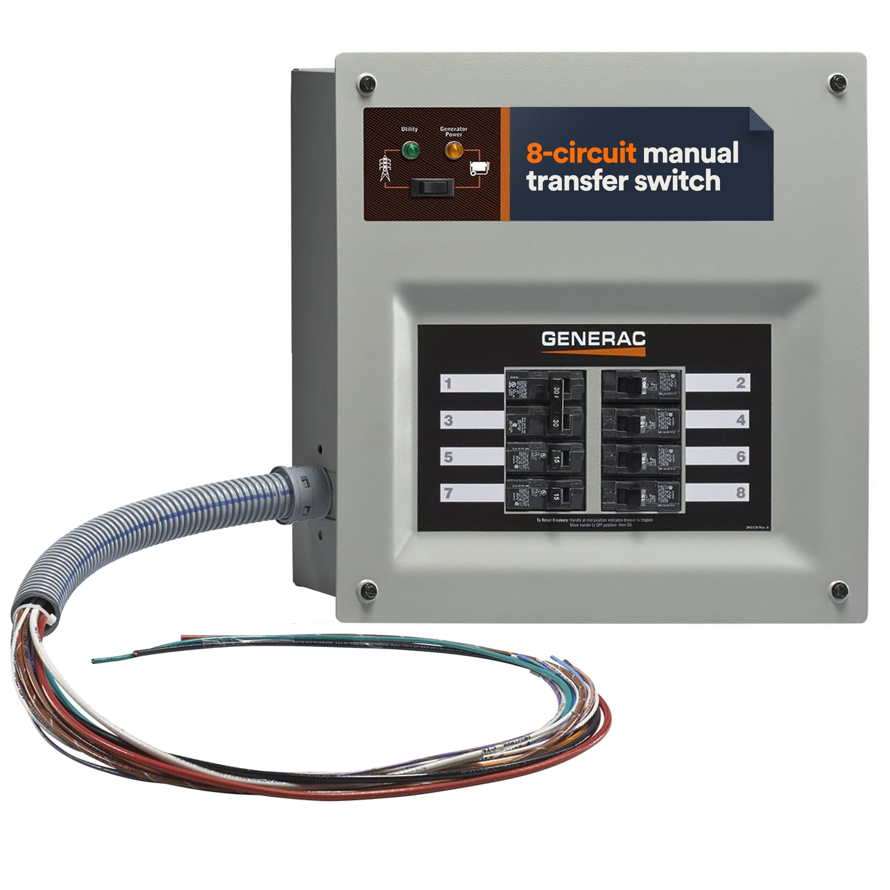 Connecticut Electric 30-Amp Manual Transfer Switch Kit with Inlet Box, Power Cord, and Wiring Harness – 7500W Capacity, ETL Safety Listed EGS107501G2KIT Sansujyuku sansujyuku.com