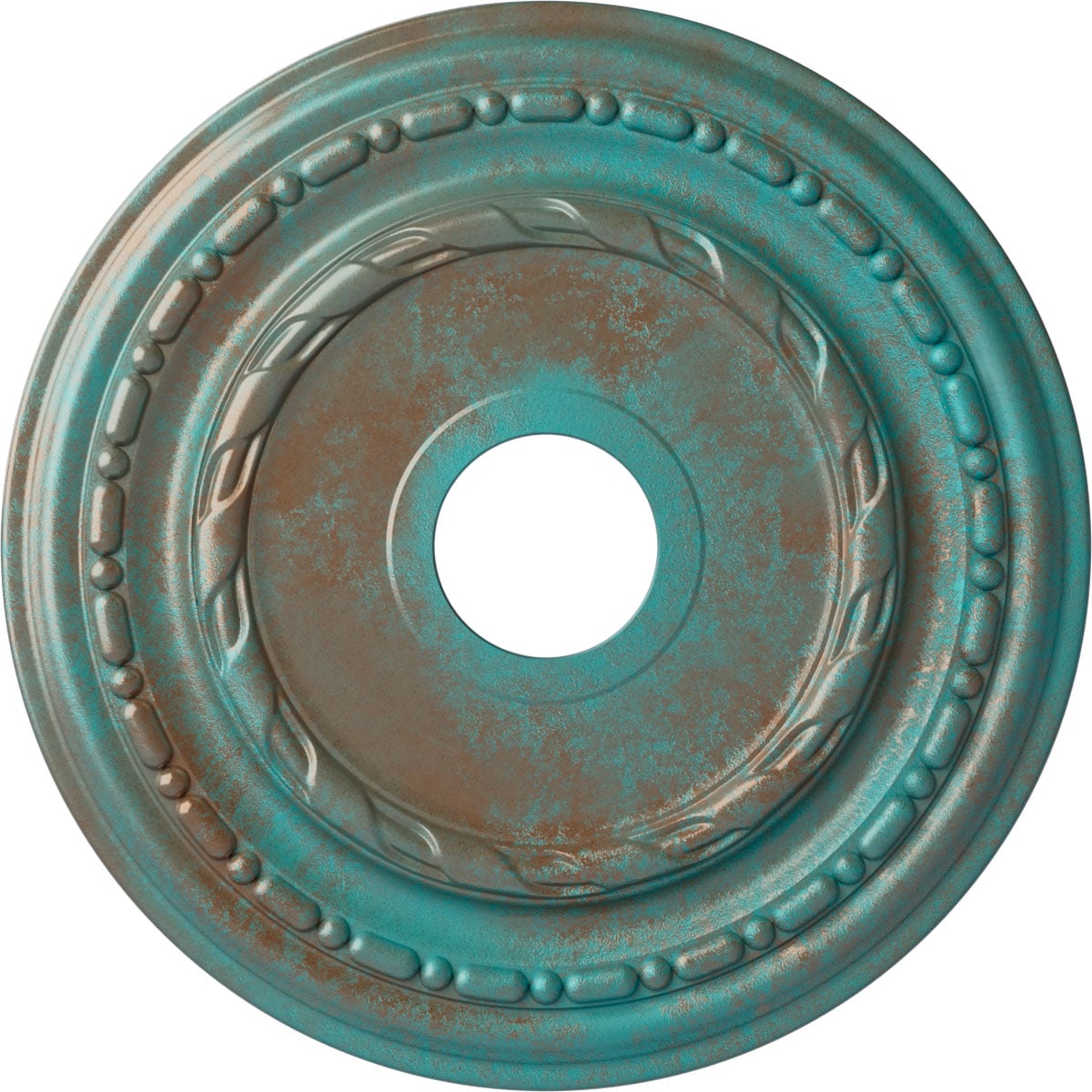 Ekena Millwork CM17DUCGS Dublin 17.875-in W x 17.875-in L Painted Copper Green Patina Polyurethane Whole Ceiling Medallion