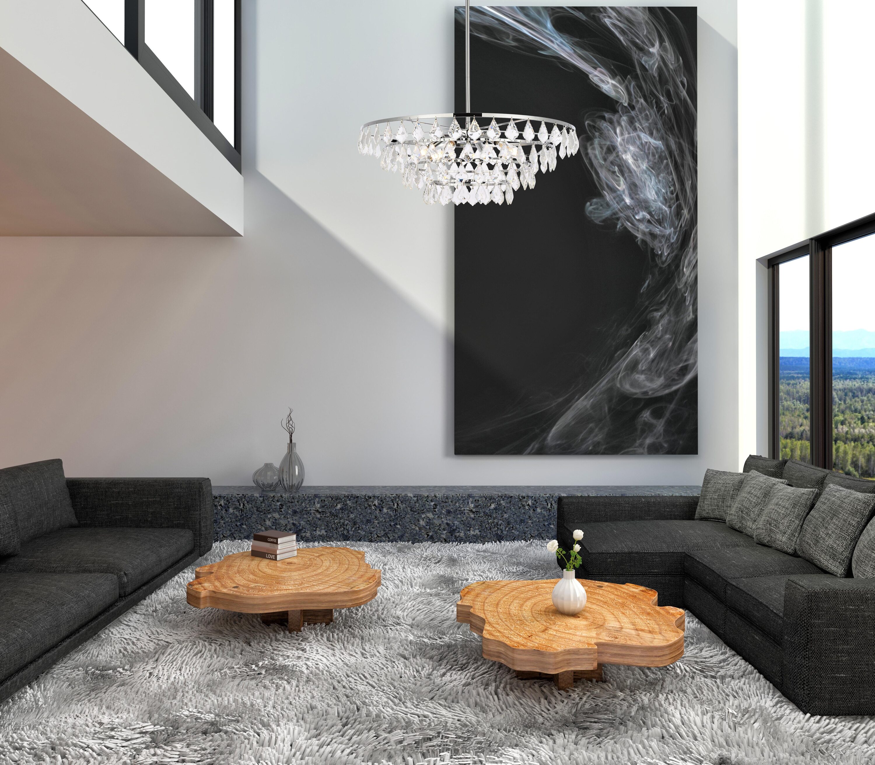 Ella 24'' Chrome Crystal Pendant Light