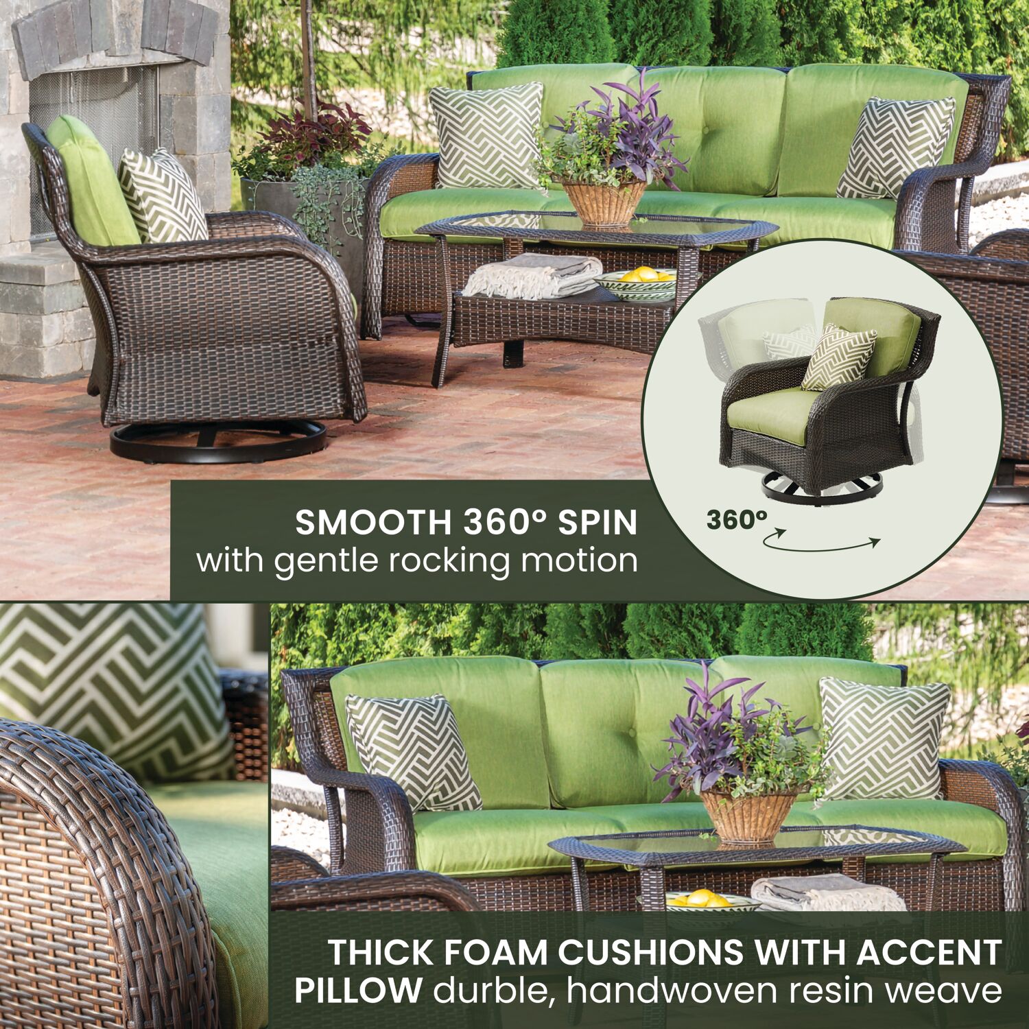 Hanover STRATH4PCSW-S-GRN Patio-Conversation-Sets - View #6