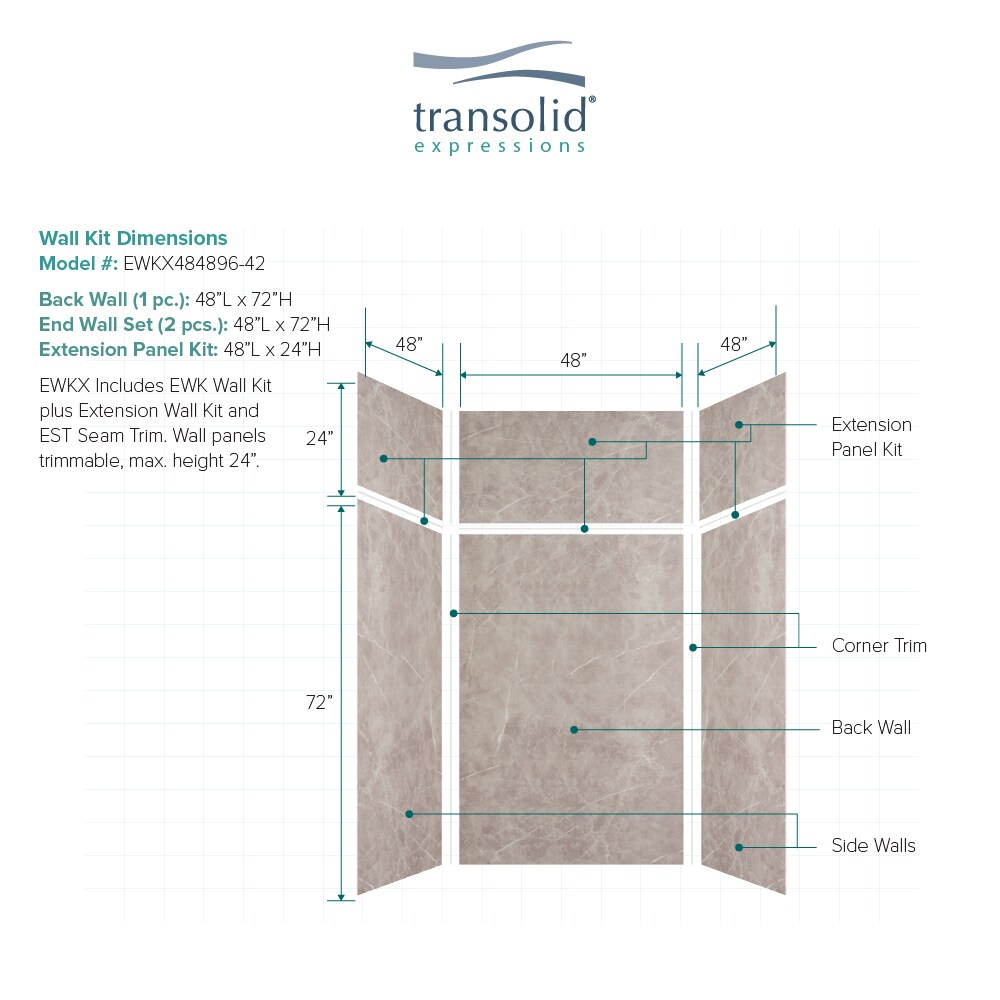 Transolid Expressions 48-in W x 48-in D x 96-in H Dover Stone Glue To ...