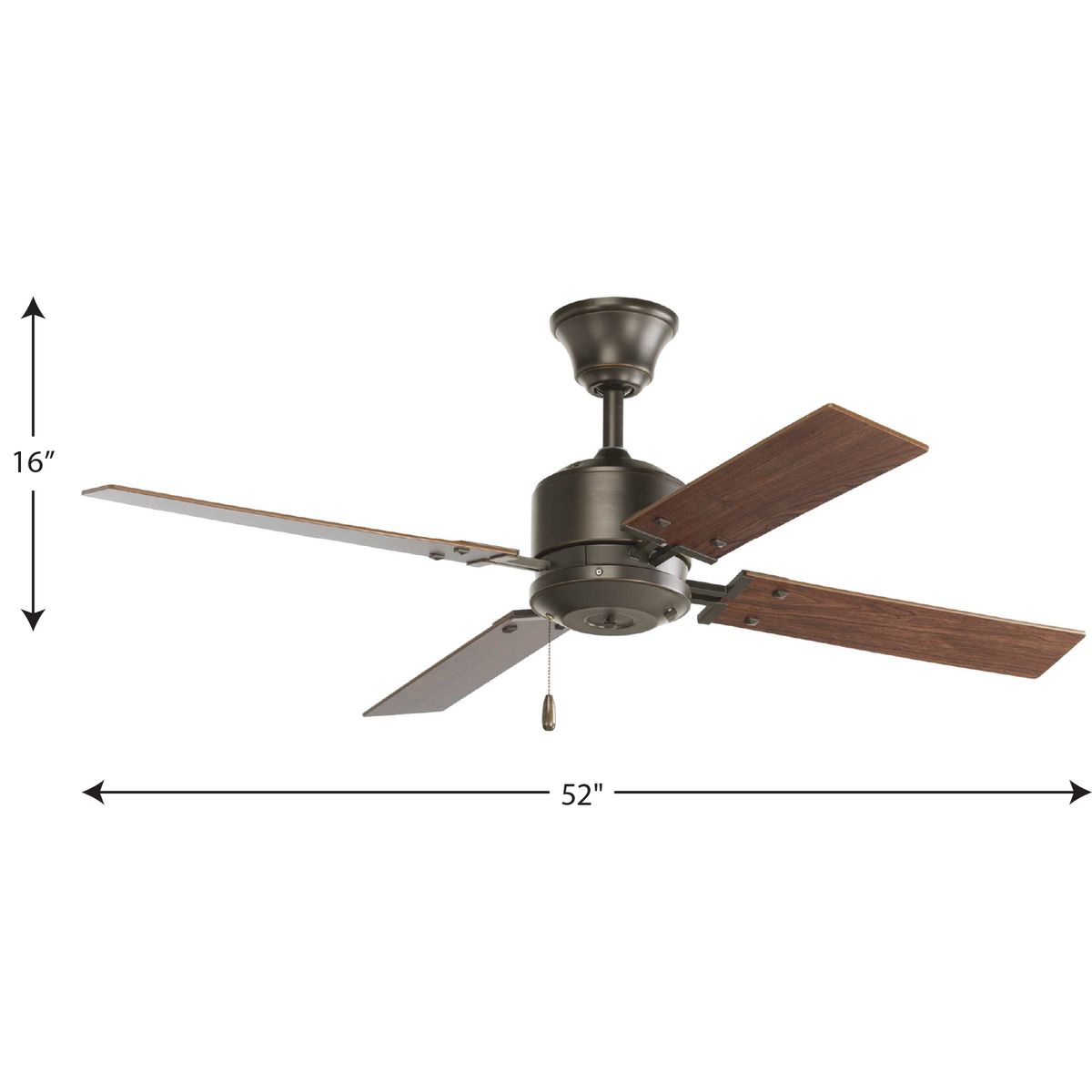 Antique Bronze 52" Ceiling Fan with Reversible Blades
