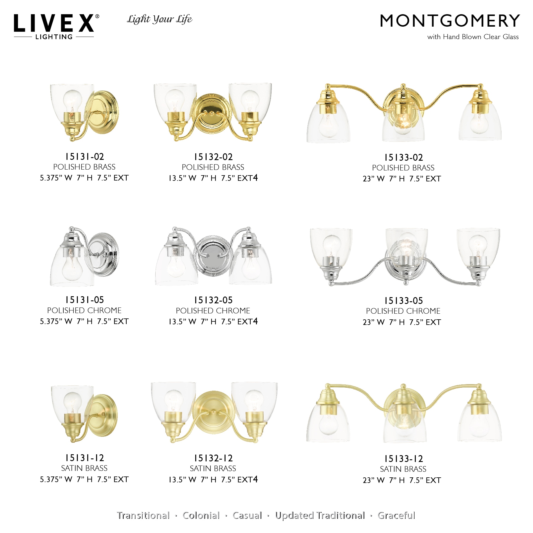 Satin Brass and Clear Glass 1-Light Flush Mount
