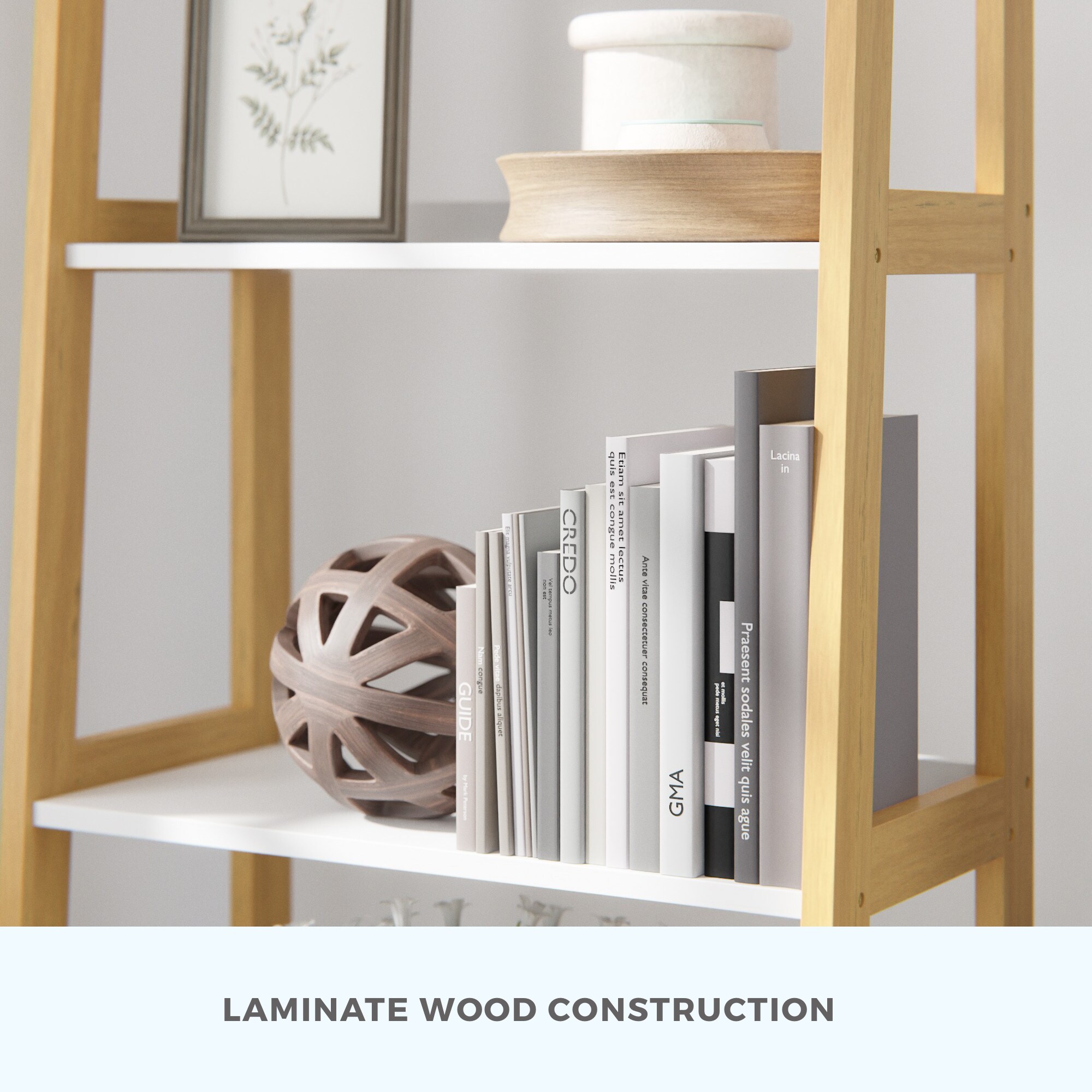 Brookside Annabelle Natural and White Particleboard 5 Shelf Ladder