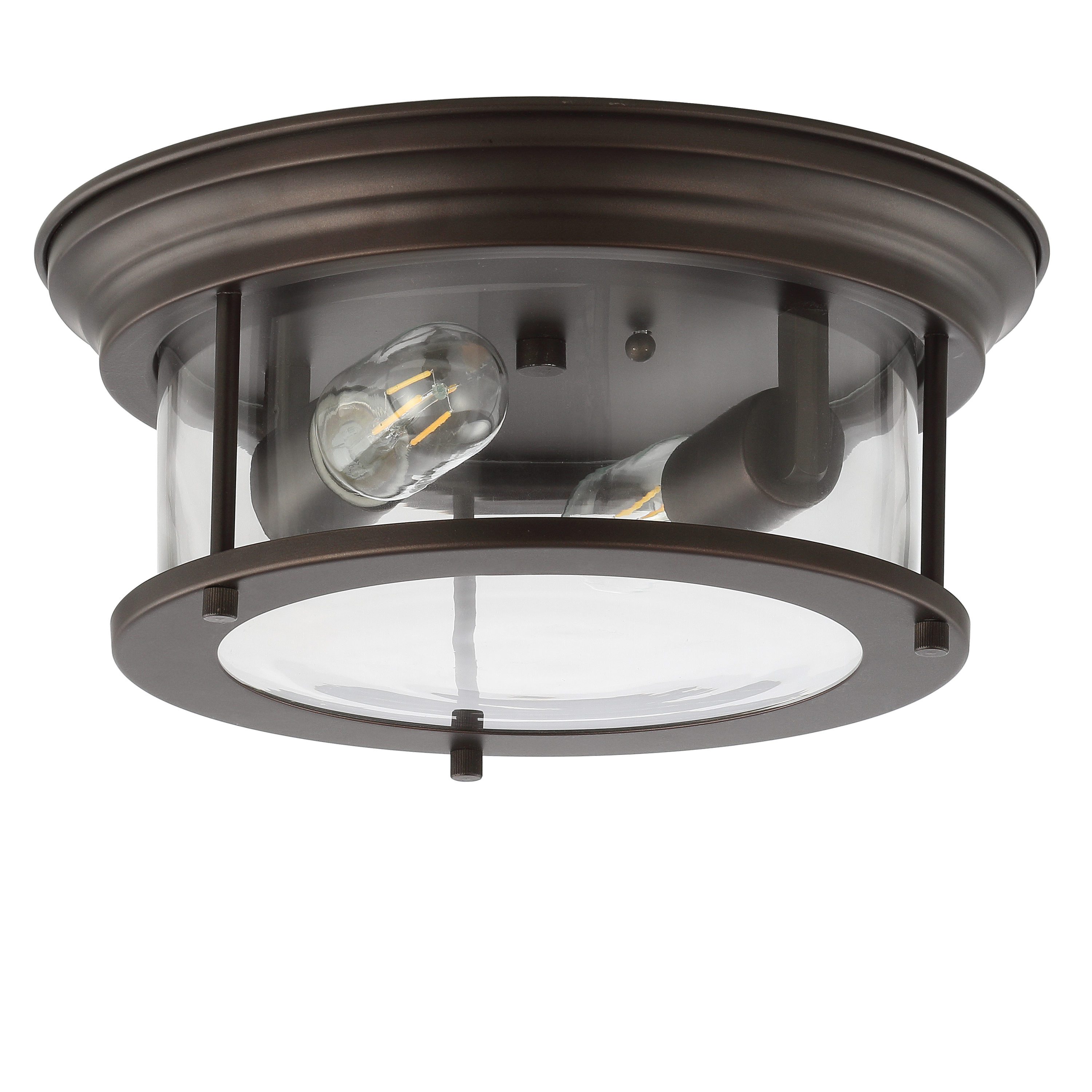 Elegant 13.25" Oil Rubbed Bronze Glass Drum Flush Mount LED Light
