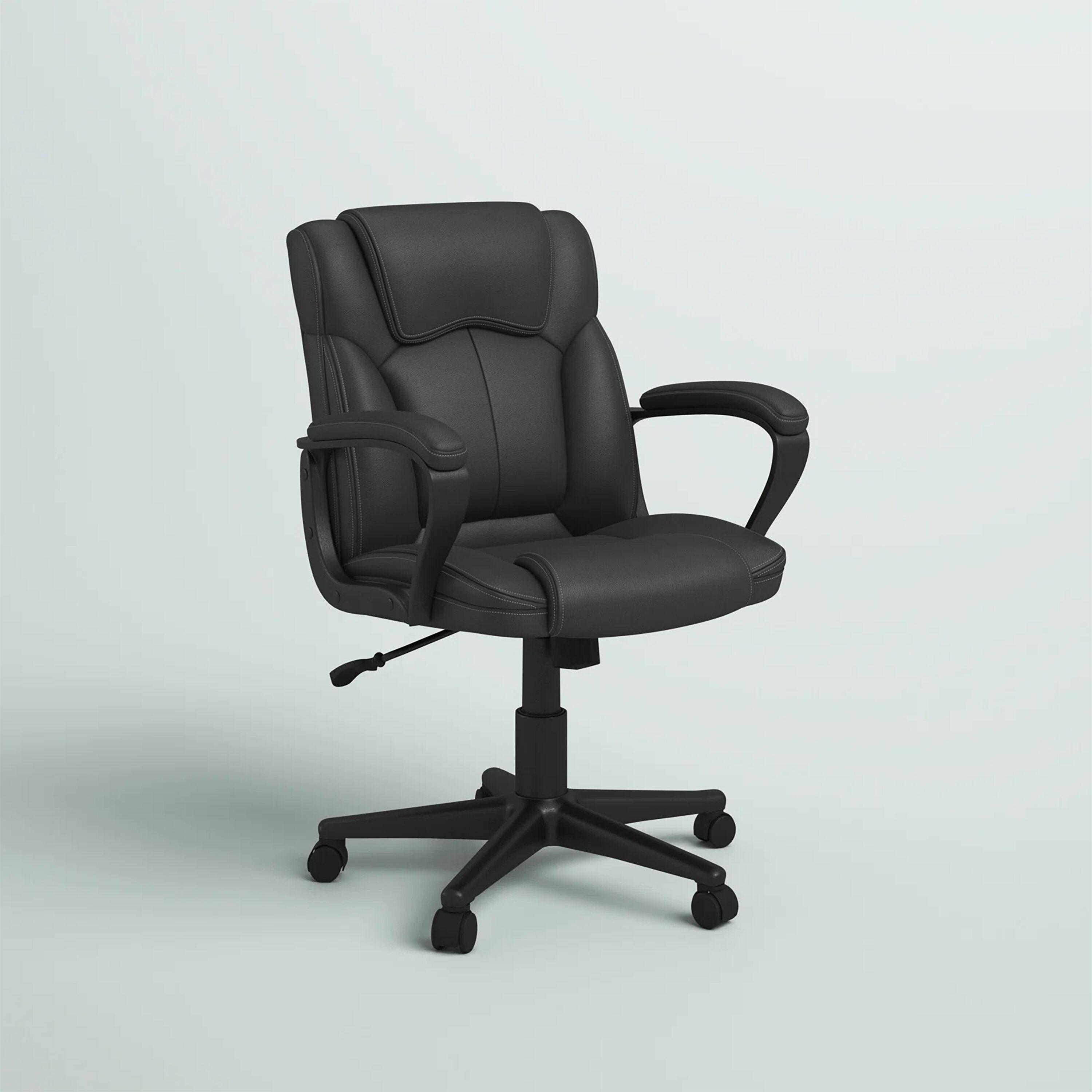 Vineego LS-OCBC20L0PBK Faux Leather Mid-Back Executive Office Desk Chair with Lumbar Support