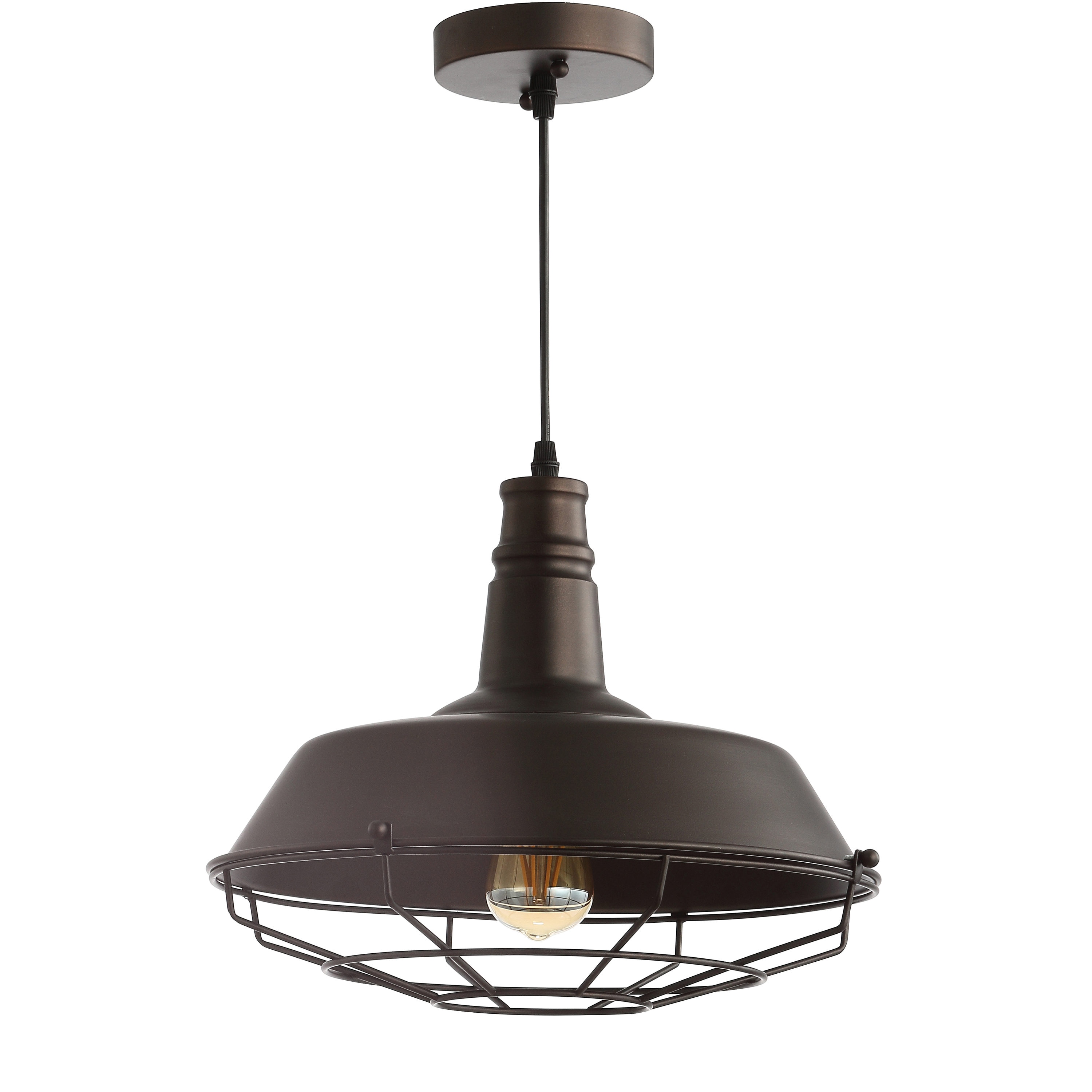 Rustic Farmhouse 14.25" Oil Rubbed Bronze LED Pendant Light