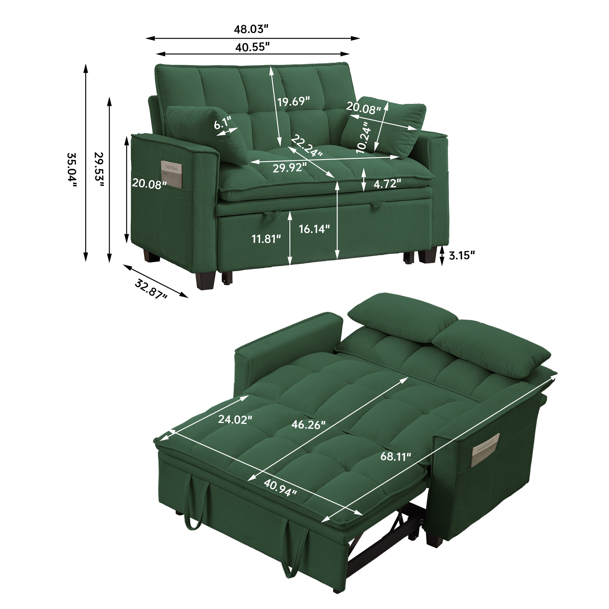 Jarenie YMX36-GN futons - View #4