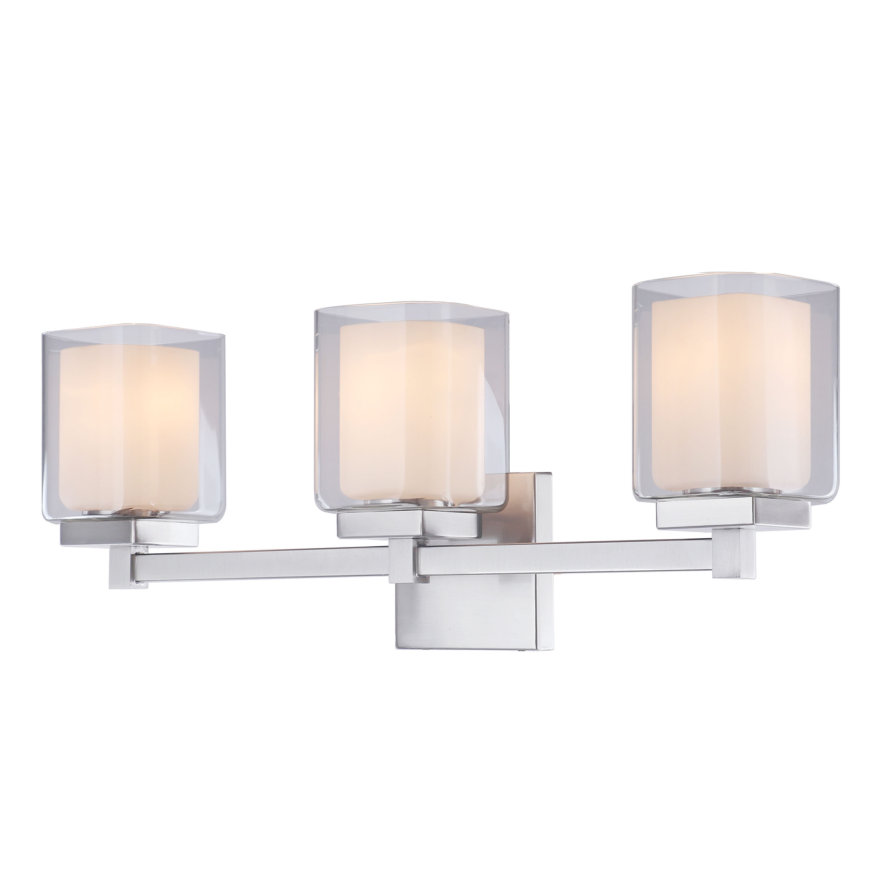 Satin Nickel 24" Vanity Light with Clear Glass Shades