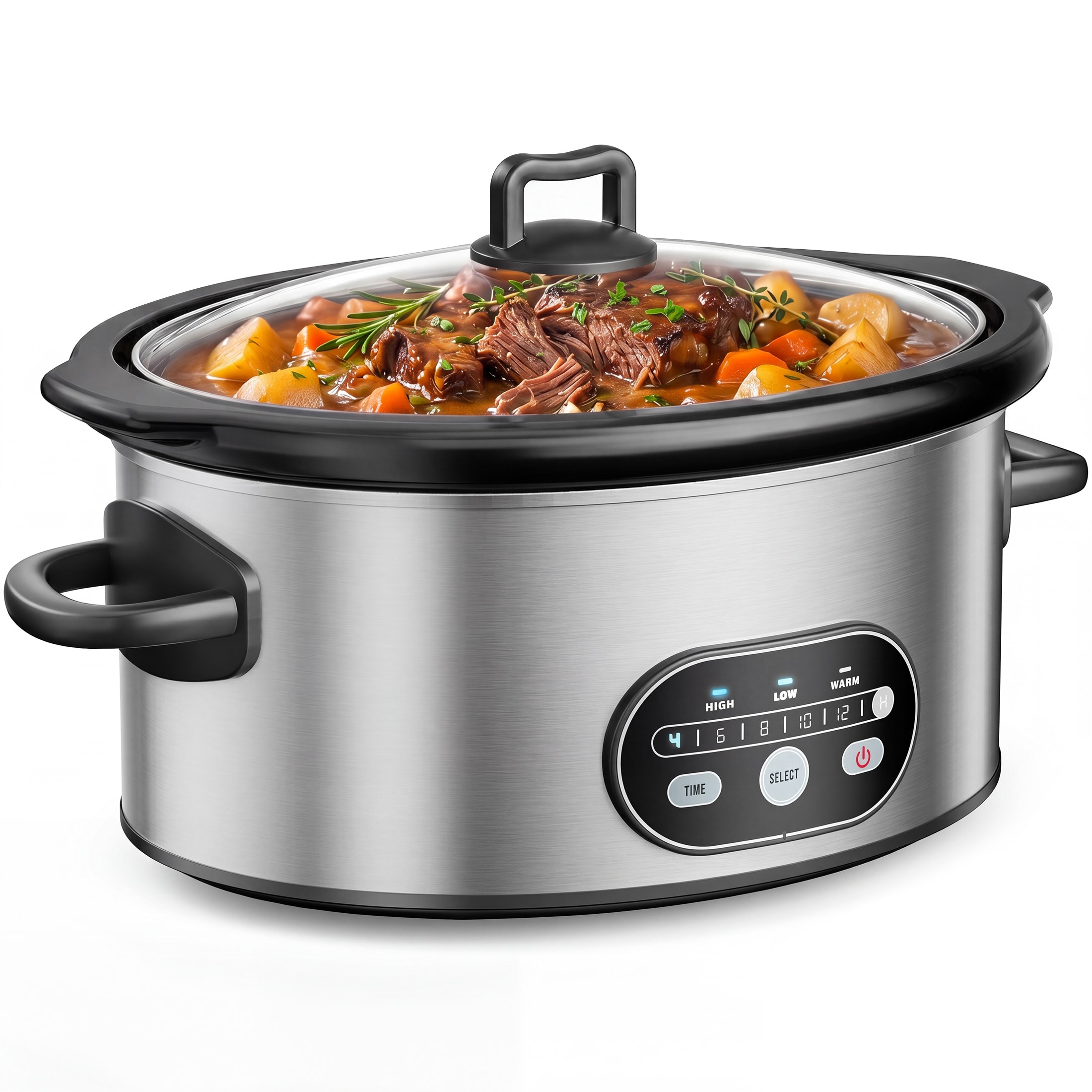Sweetcrispy 6-Quart Oval Programmable Small Slow Cooker ( Silver ) #L-AH-SLC7210-6SR