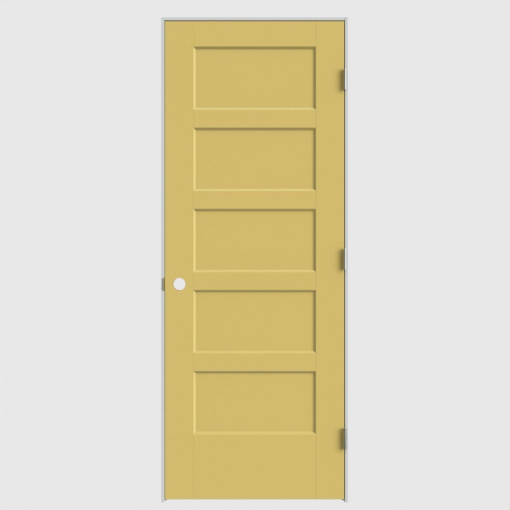 Masonite 640587 30-in x 80-in Marigold Solid core 5-panel square Left hand Smooth Primed Molded composite Flat Jamb Single Prehung Interior Door