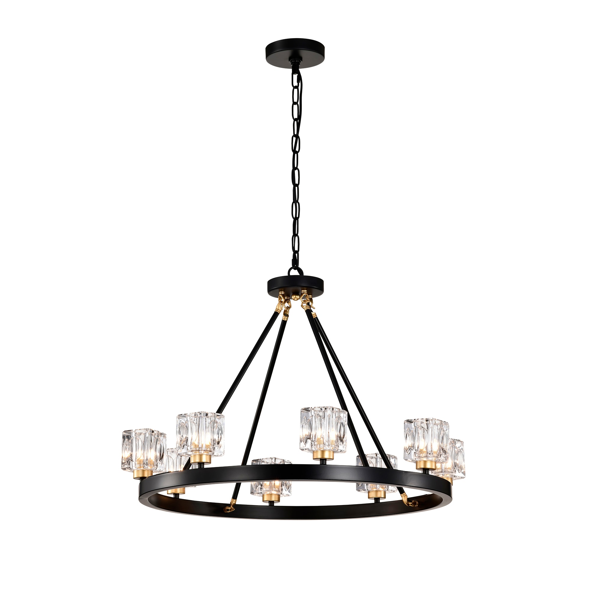 Bybafun YB5800010 8 -Light Black Farmhouse Crystal For Use in Bedrooms, Dining Rooms, Foyers, Kitchens, Living Rooms Chandelier