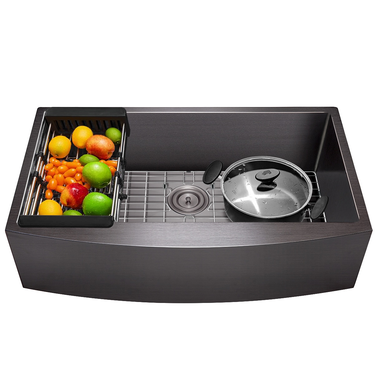 AKDY KS0514 Farmhouse apron front 33-in x 20-in Stainless steel Single bowl Kitchen Sink