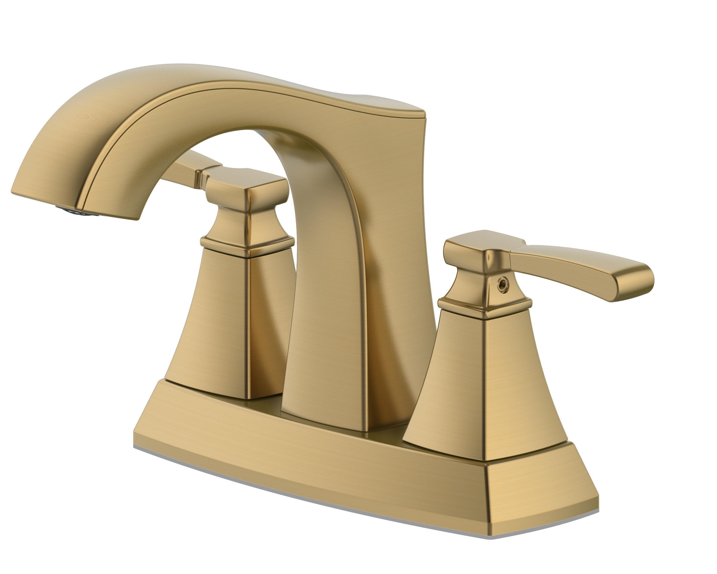 allen + roth Chesler Brushed Gold 4-in centerset 2-Handle WaterSense Bathroom Sink Faucet with Drain and Deck Plate