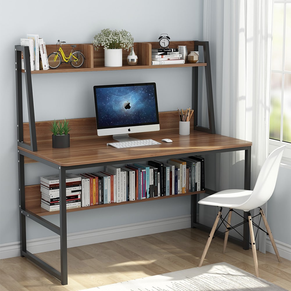 Tribesigns Hoga C0037 47 24 In Brown, Desk With Bookcase Attached