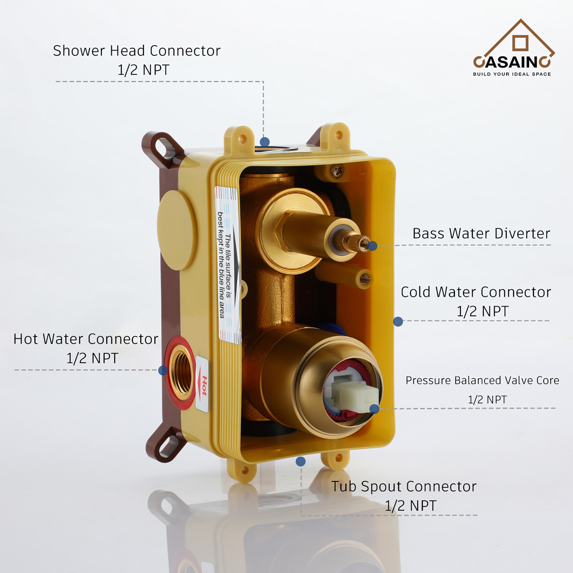 CASAINC M6612-A-10-BG Showerhead-Bar-Panels - View #12
