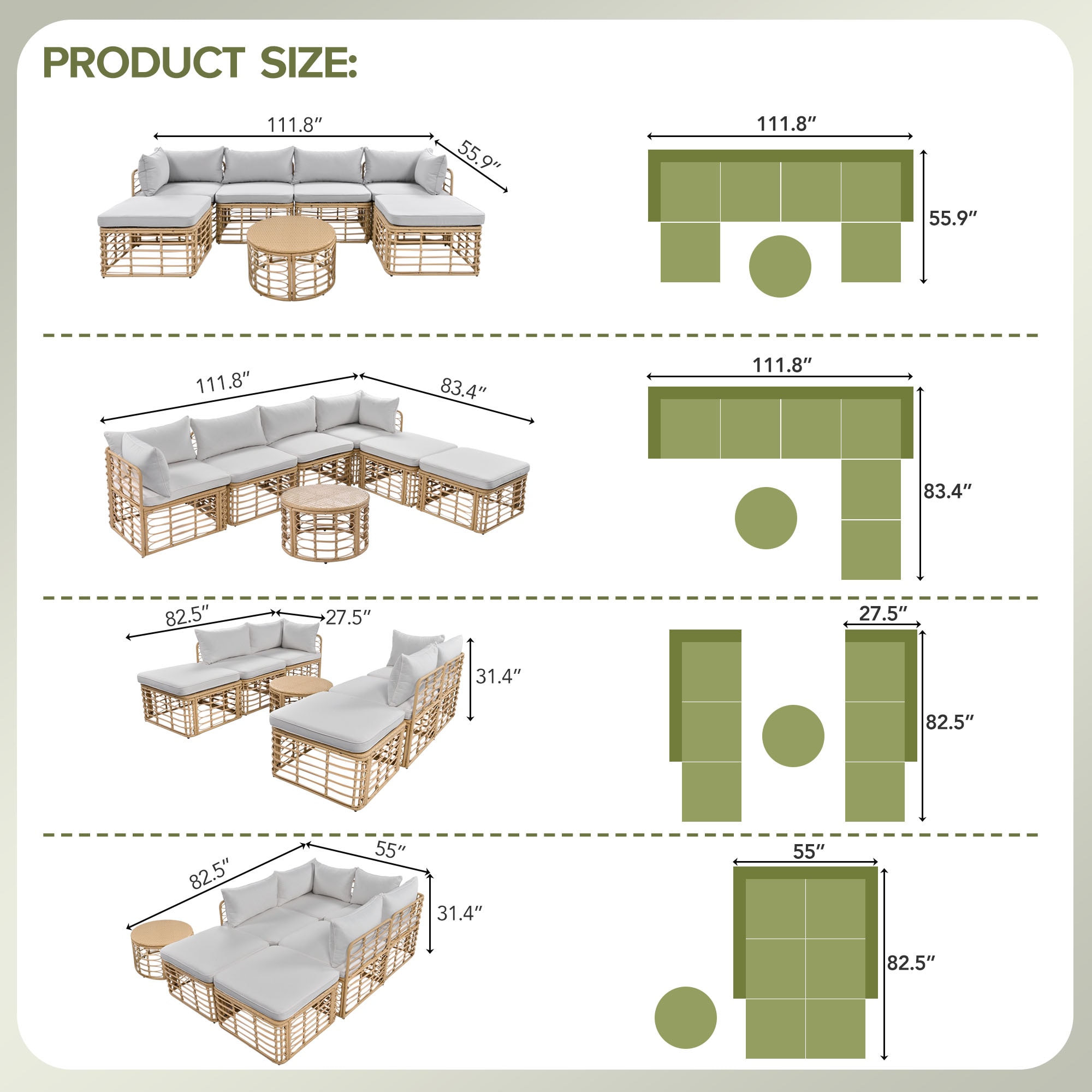 Forclover AL-729GR Patio-Sofas-Daybeds - View #2