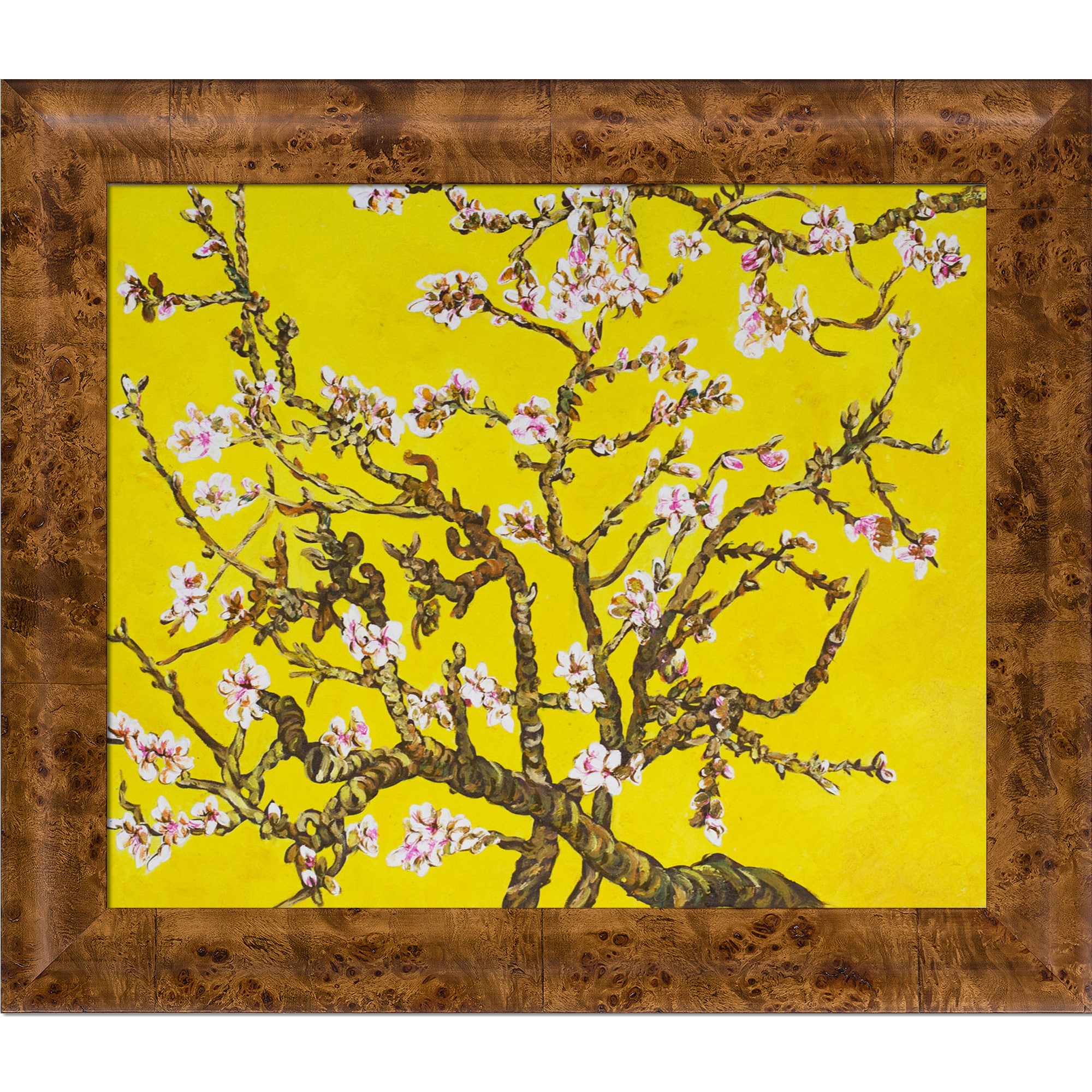 La Pastiche 688576631721 Branches of an Almond Tree in Blossom, Citrine Yellow Originals Natural Wood Framed 25.75-Inches H x 29.75-Inches W Botanical Canvas Hand-Painted Painting