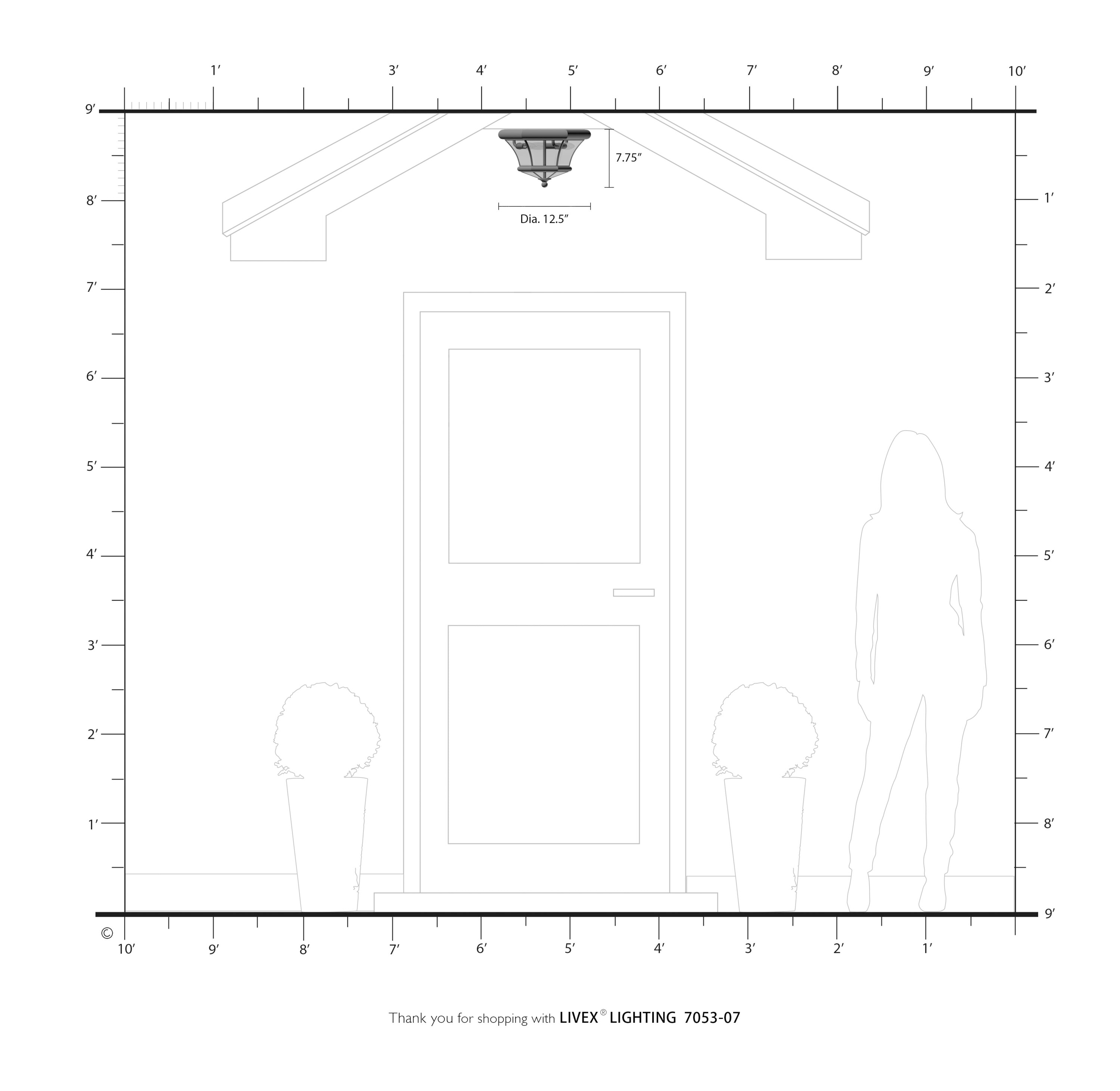 Colonial Bronze 3-Light Outdoor Flush Mount with Clear Beveled Glass
