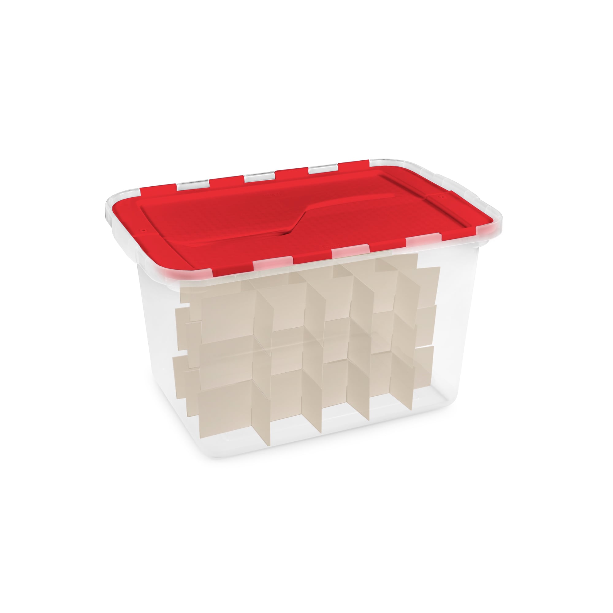 IRIS 18.31-in x 13.81-in 75-Compartment Red Plastic Ornament Storage Box in  the Ornament Storage Boxes department at