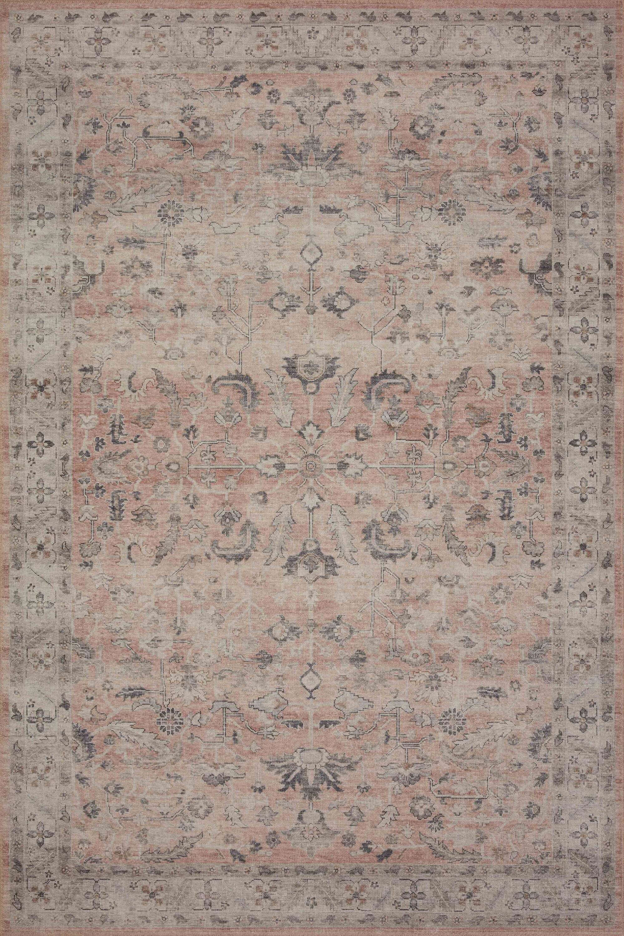 Ivory and Blush Oriental Synthetic 4' x 6' Reversible Rug