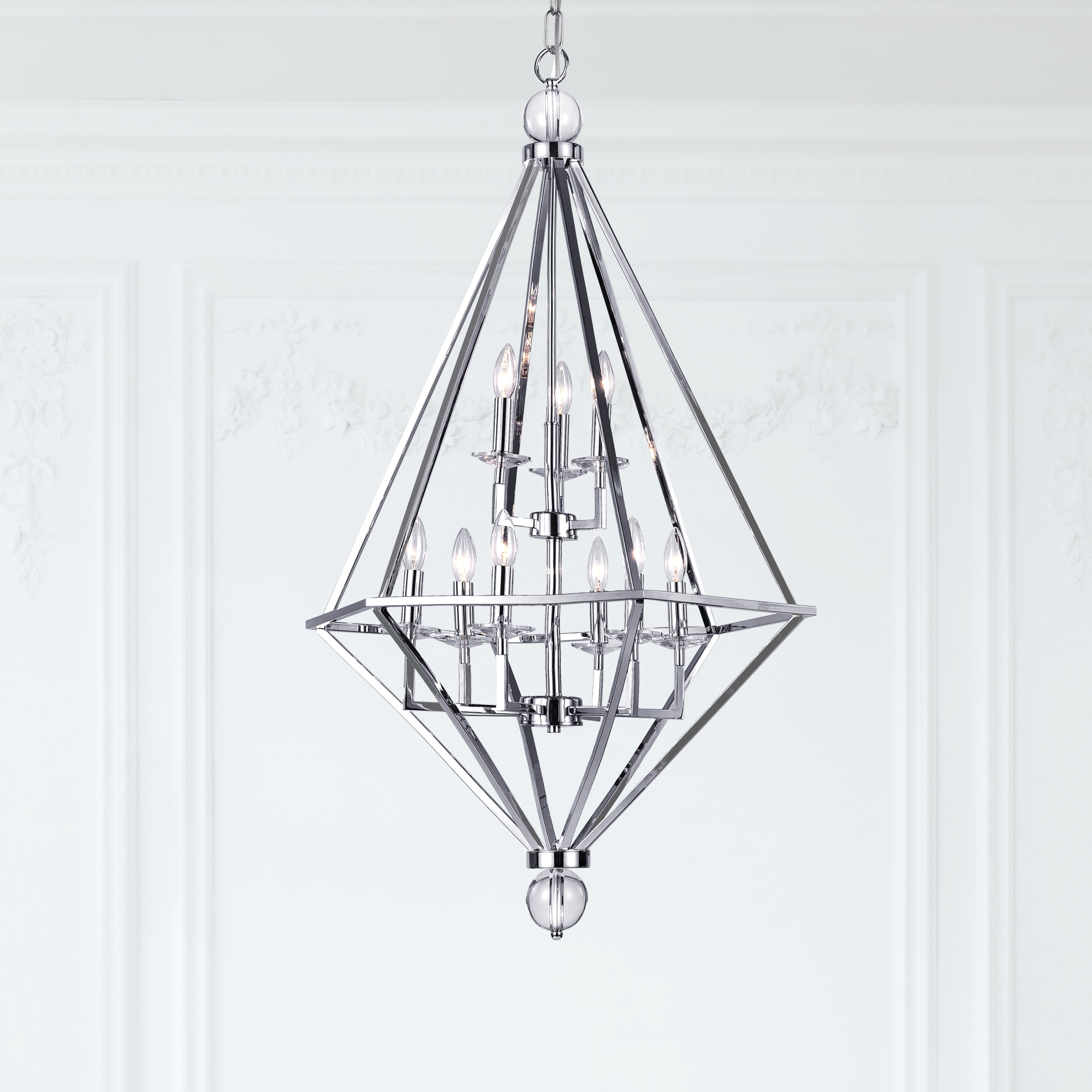 CWI Lighting 1027P26-9-601 Calista 9 -Light Chrome Transitional For Use in Bathrooms, Bedrooms, Dining Rooms, Foyers, Kitchens, Living Rooms Chandelier