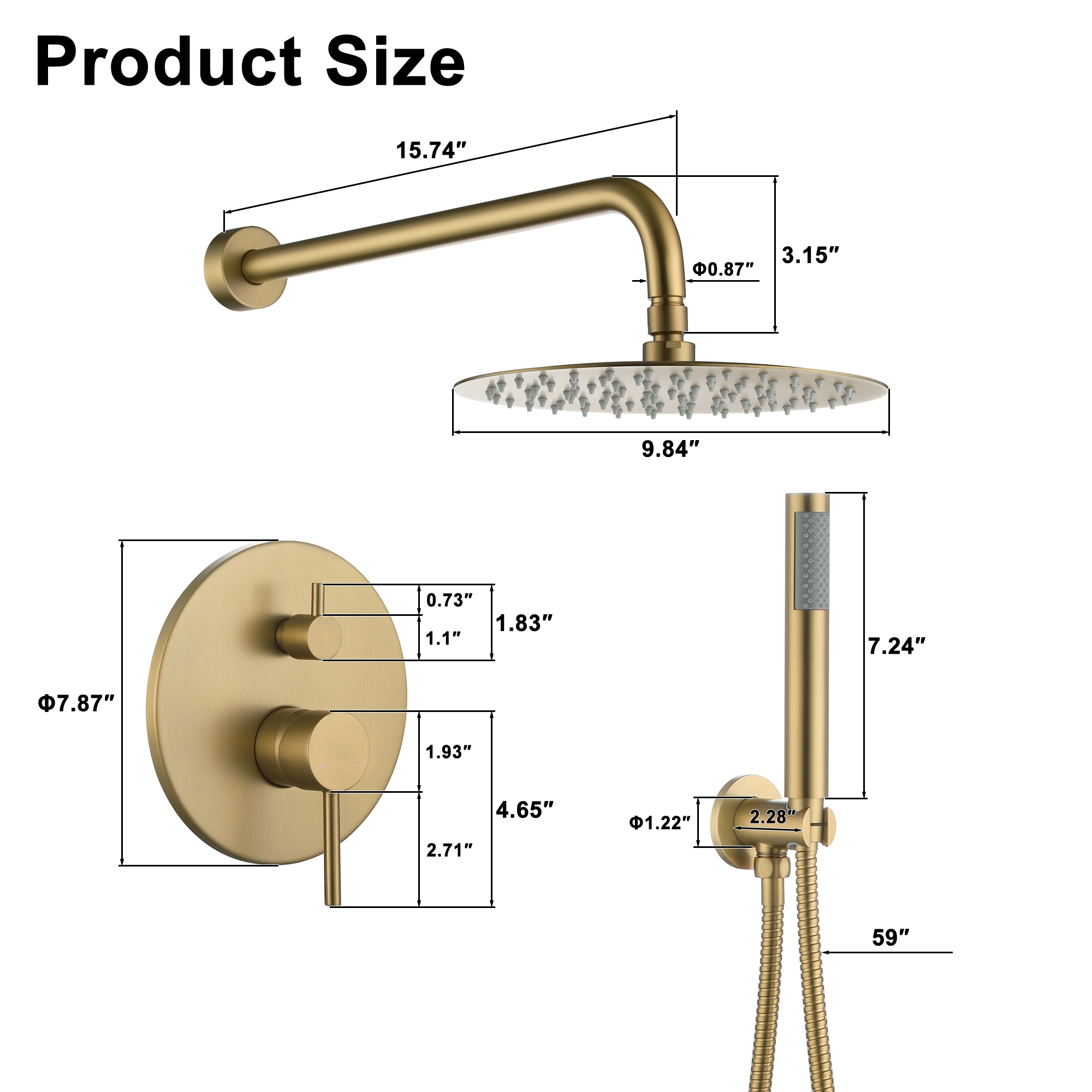 Clihome CHMS-10BN-A3808 Showerhead-Bar-Panels - View #3