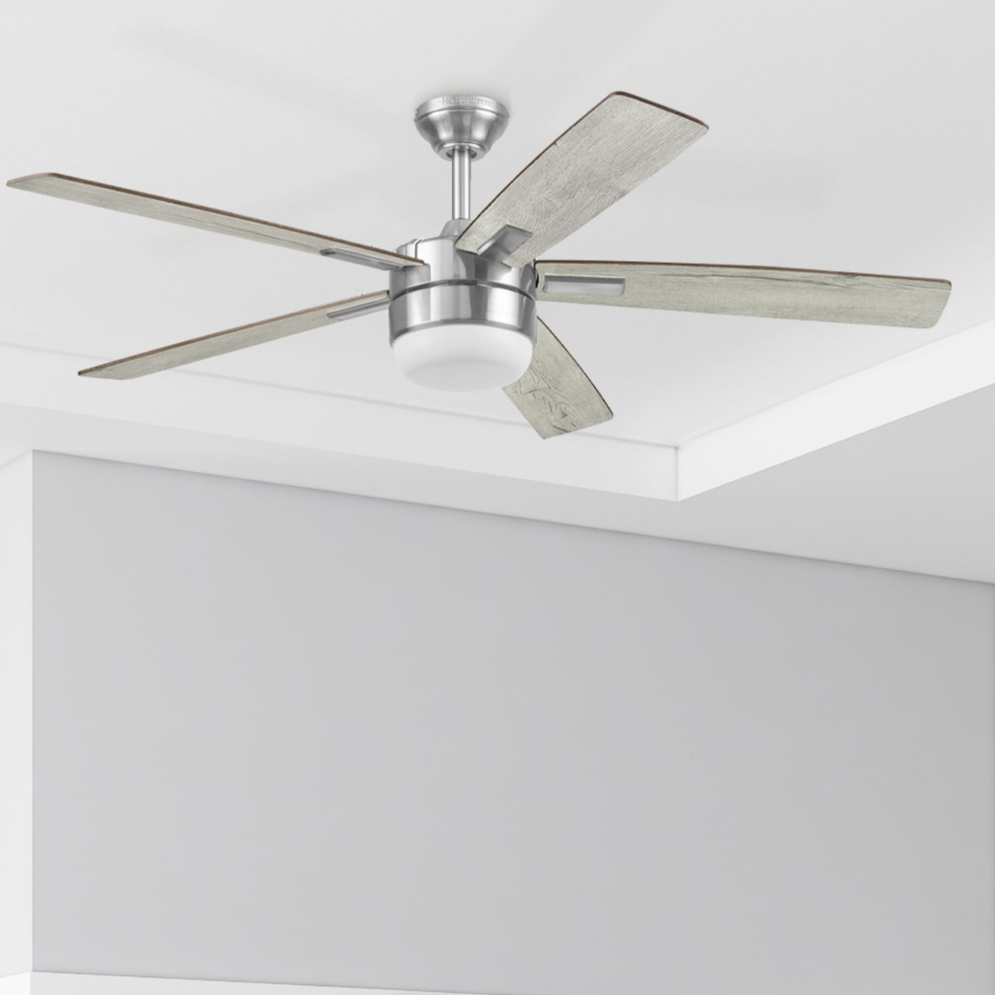 Boltz III Easy2Hang 52-in Brushed Nickel with Gray Blades Color-changing Indoor Ceiling Fan with Light and Remote (5-Blade) | - Harbor Breeze 43350