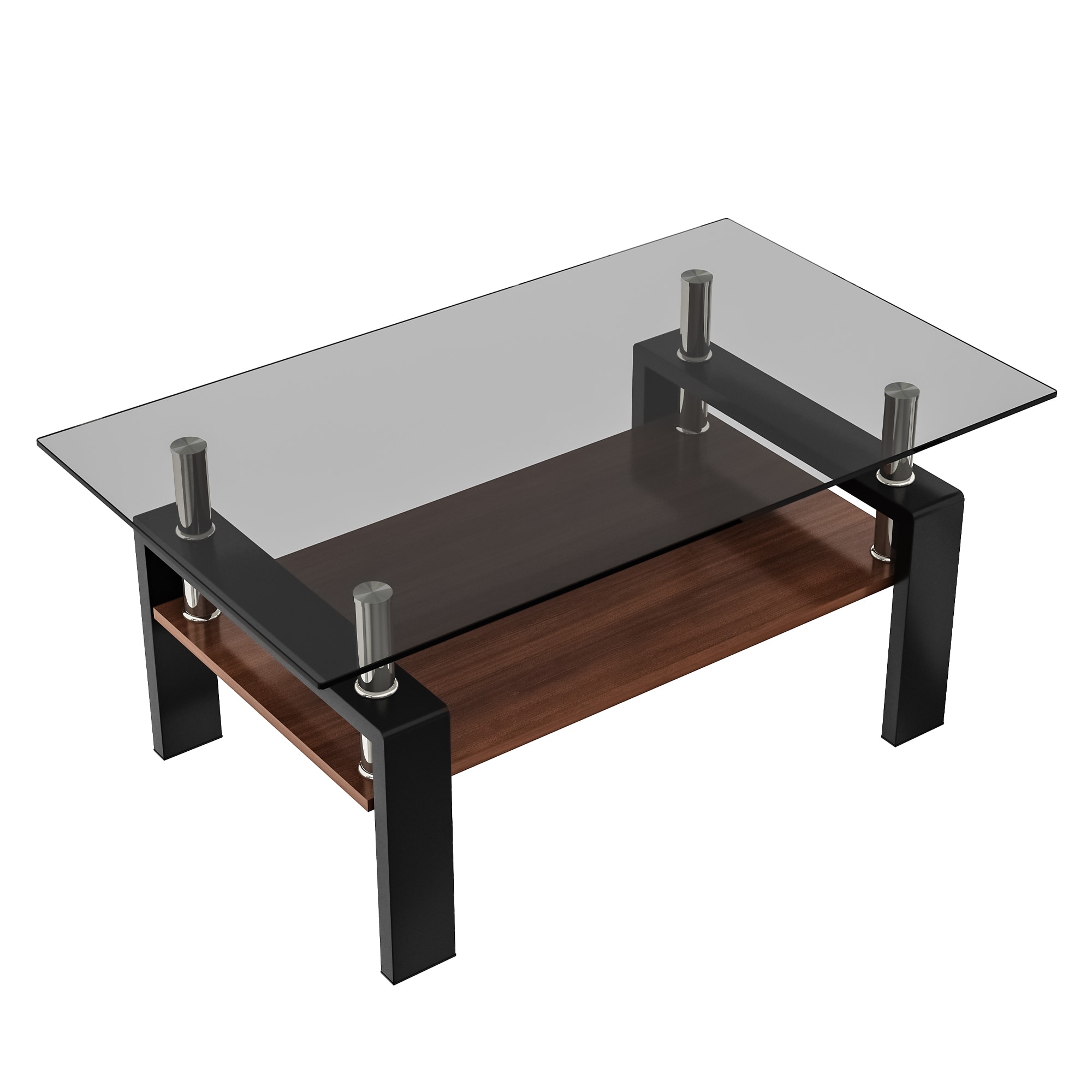 Maocao Hoom JLP181457 Gray Glass Modern Coffee Table with Storage