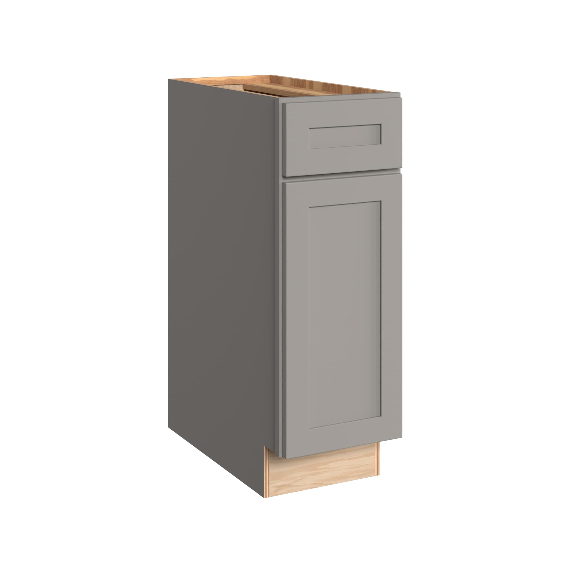 KraftMaid Momentum B12RG81 Deveron 12-in W x 34.5-in H x 24-in D Pebble Grey Base Fully assembled Plywood Cabinet (Recessed Panel Shaker)