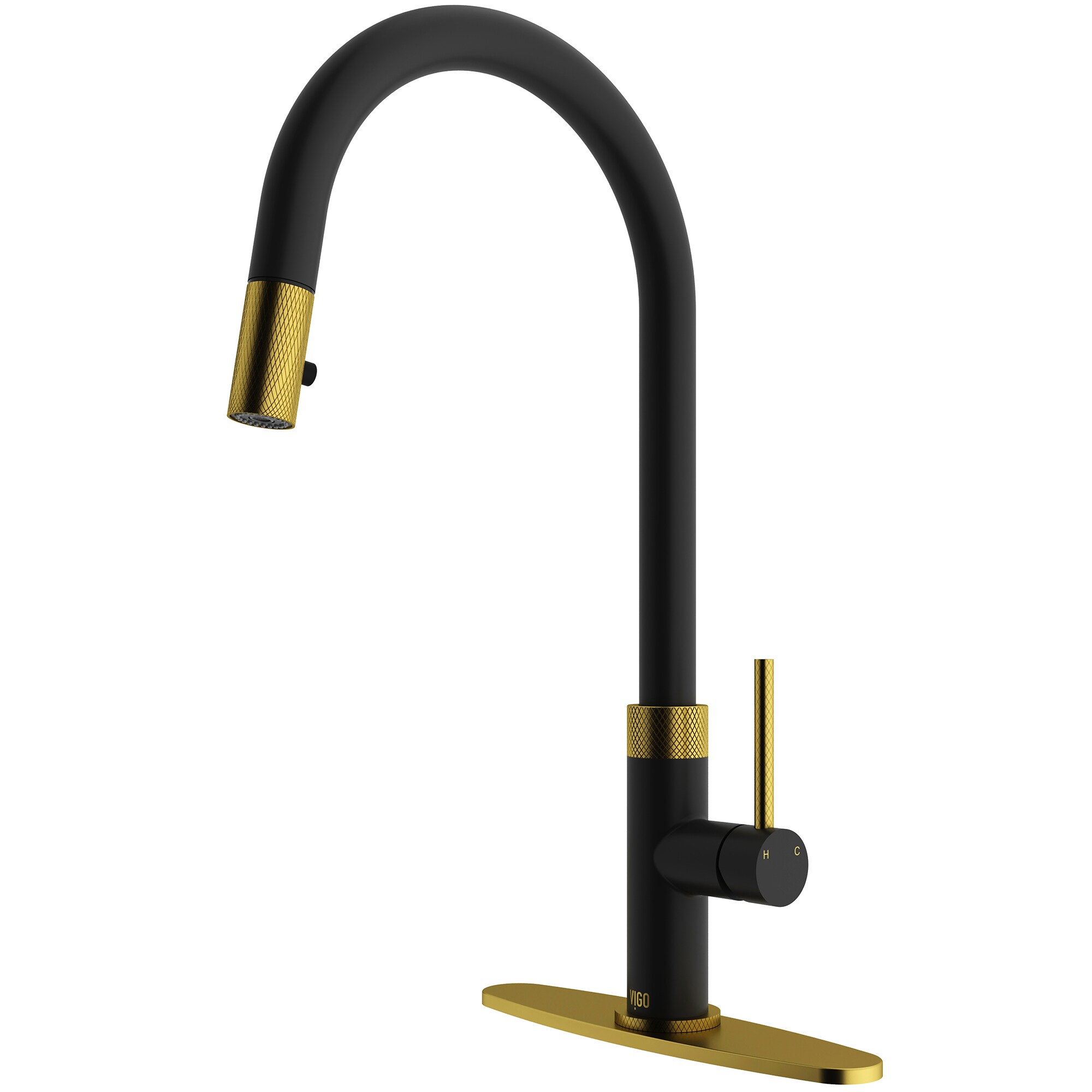 VIGO VG02033MGMBK1 Bristol Matte brushed gold/matte black Single Handle Deck-mount Pull-down Kitchen Faucet with Sprayer ( Deck Plate Included )