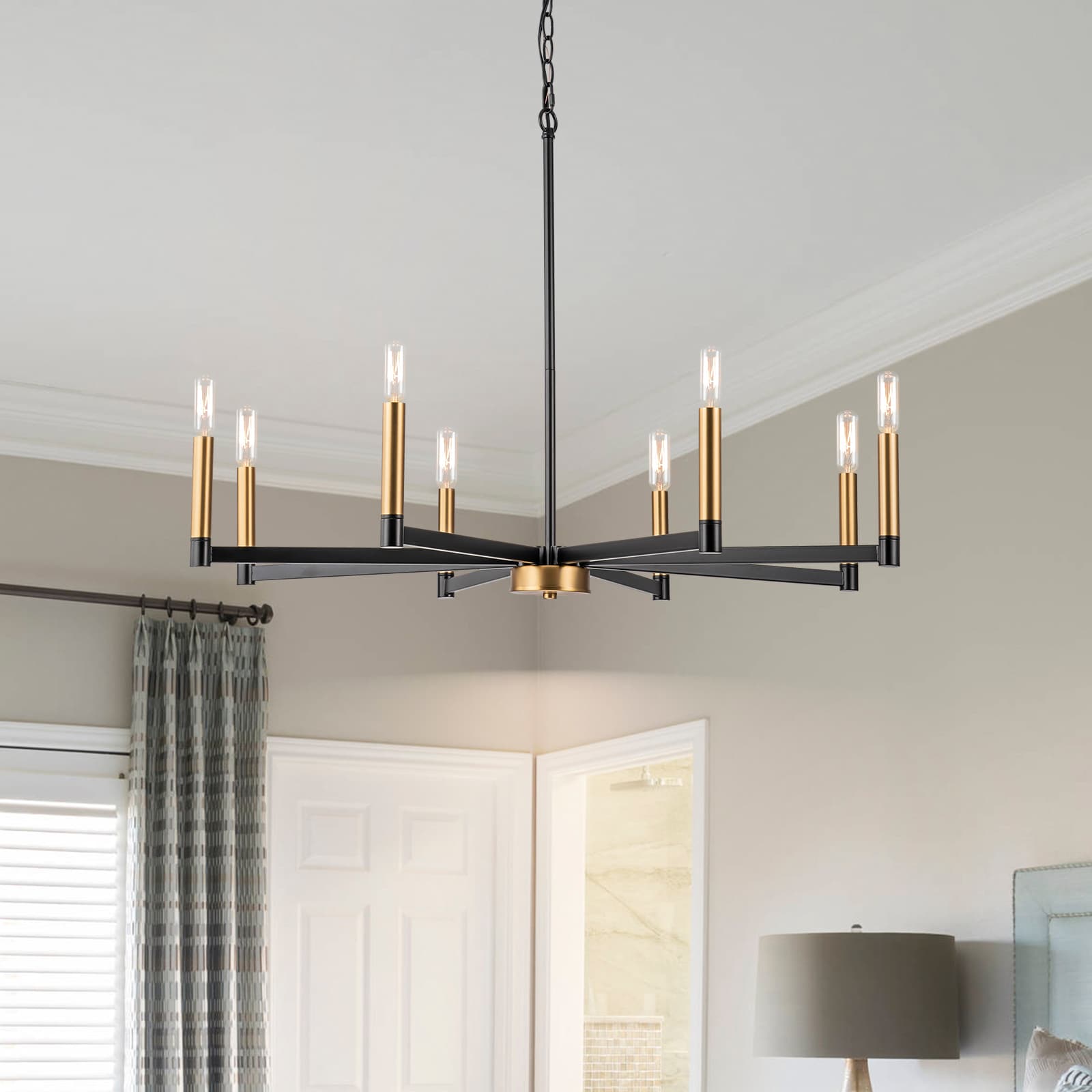 EDISLIVE Y81010000059658 Olson 8 -Light Black Modern/contemporary For Use in Bedrooms, Dining Rooms, Foyers, Kitchens, Living Rooms Chandelier