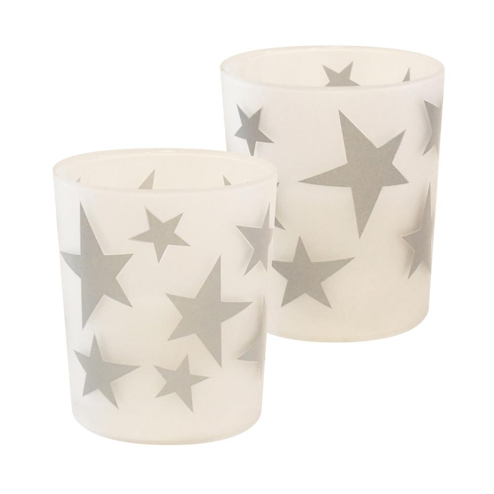 LumaBase 94902 3.75-Inches Lighted Candle Stars 2 -Pack Battery-operated Christmas Decor